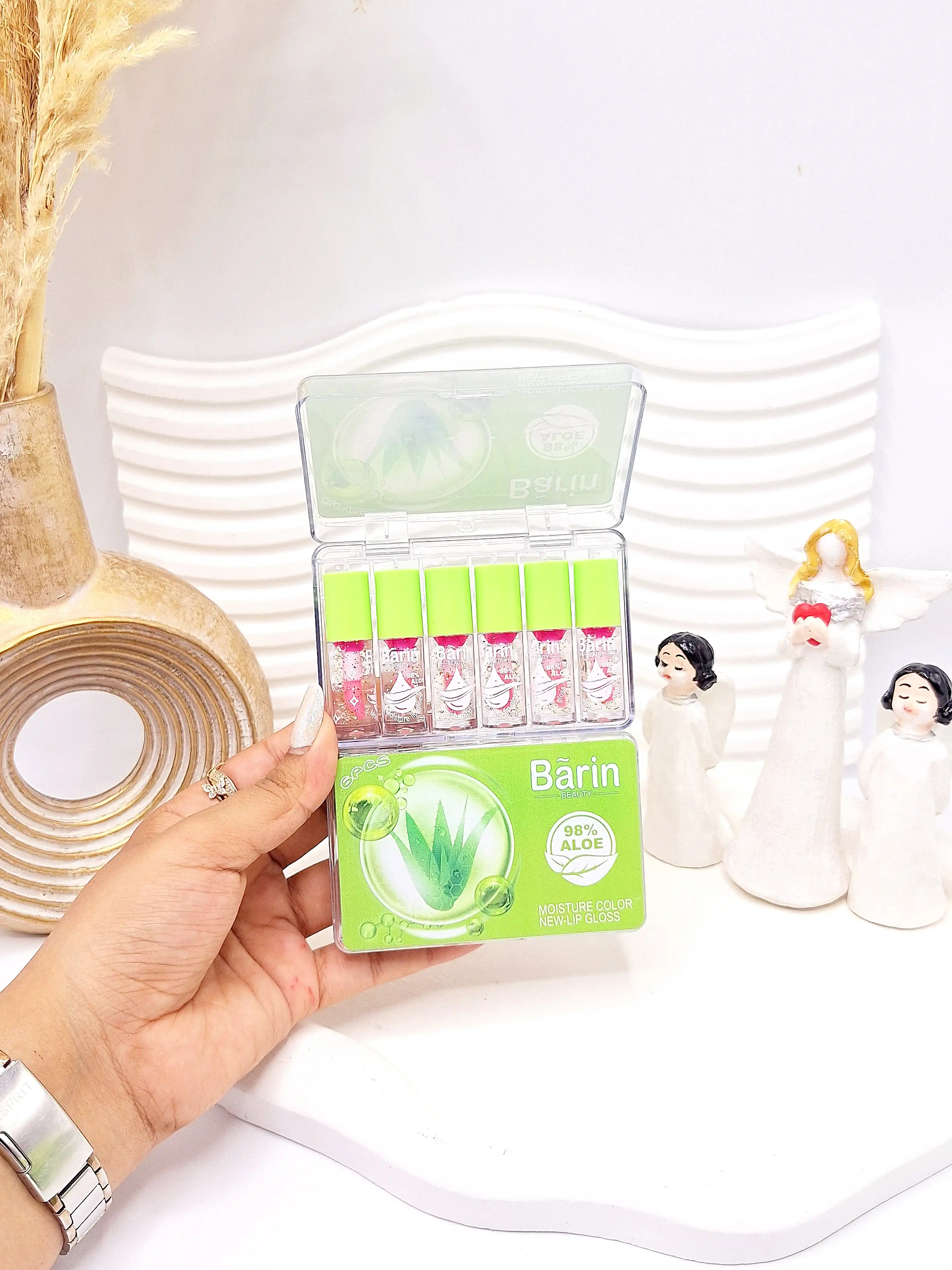 باکس 6 تایی لیپ گلاس رایحه آلوئه ورا برند Barin کد 1026