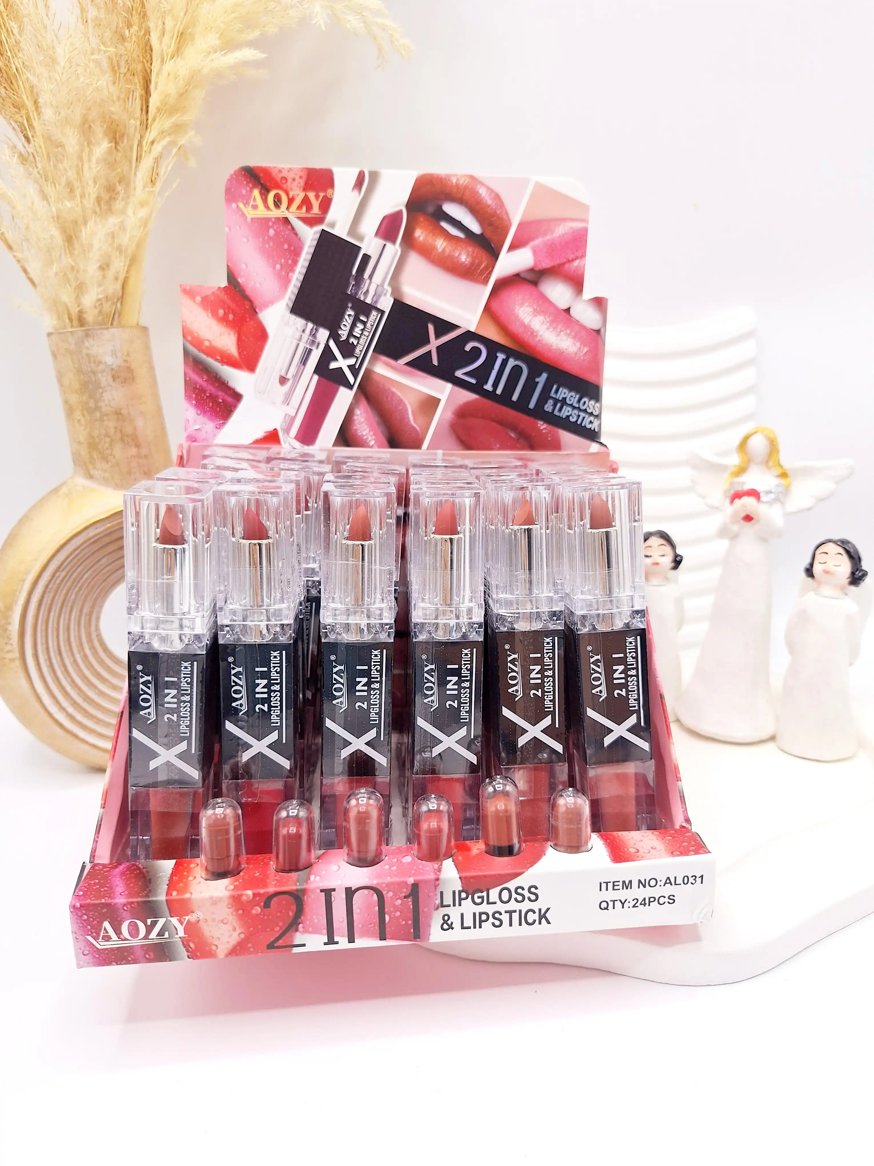 رژلب 6 تایی دوسر برند Aozy کد AL031