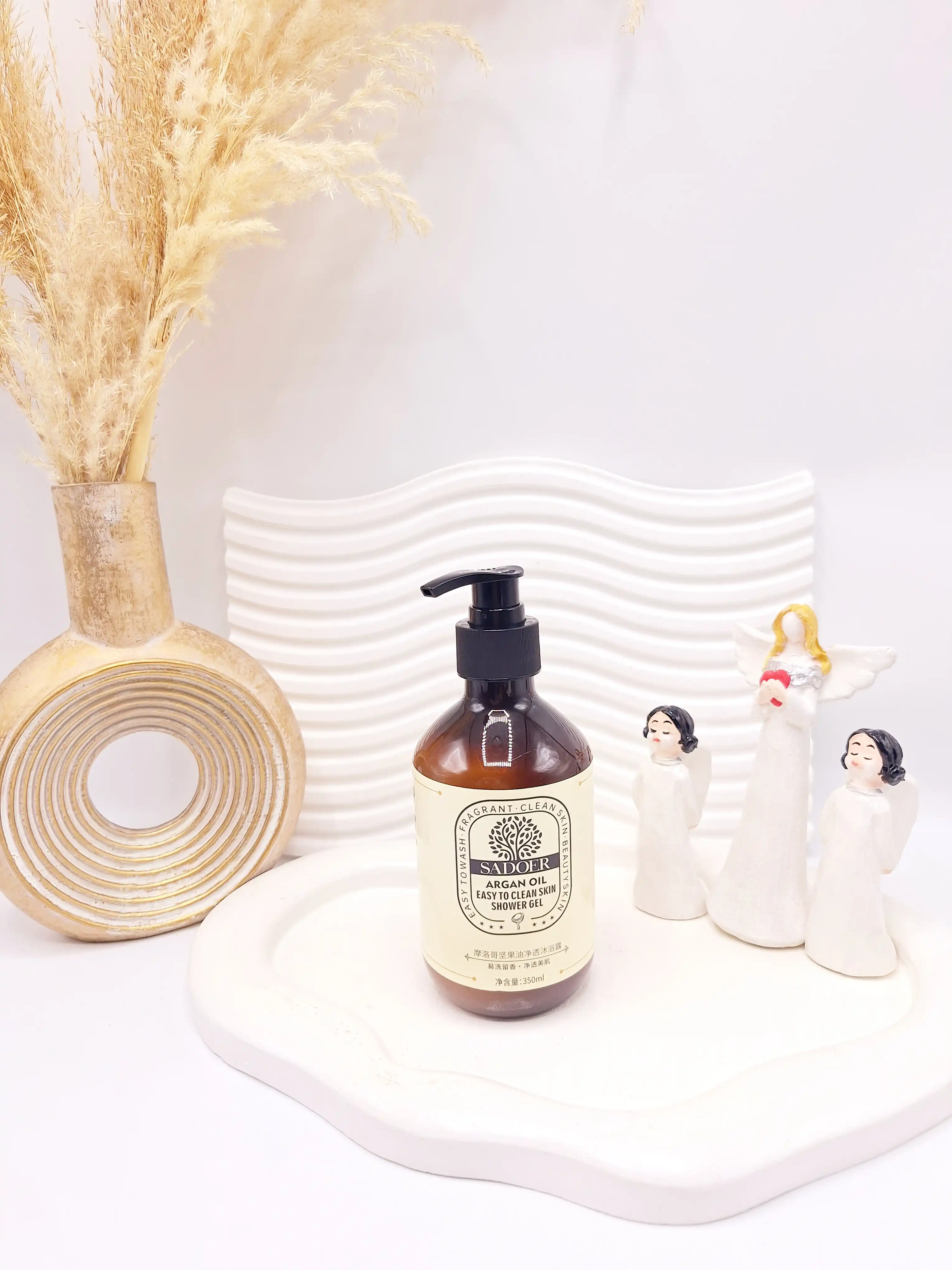 شاور ژل تمیز کننده پوست بدن با عصاره روغن آرگان حجم 350m برند sador کد 9248