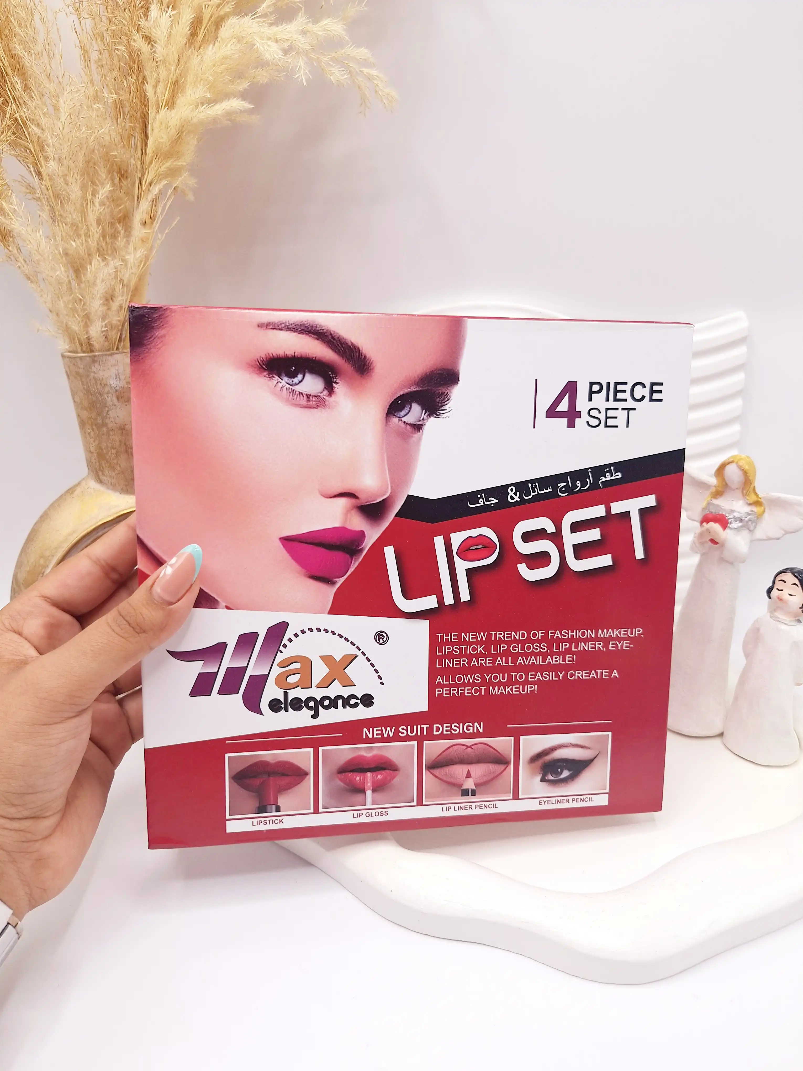 پک کامل رژ مایع و جامد به همراه خط لب و مداد چشم برند SHOW کد 9872