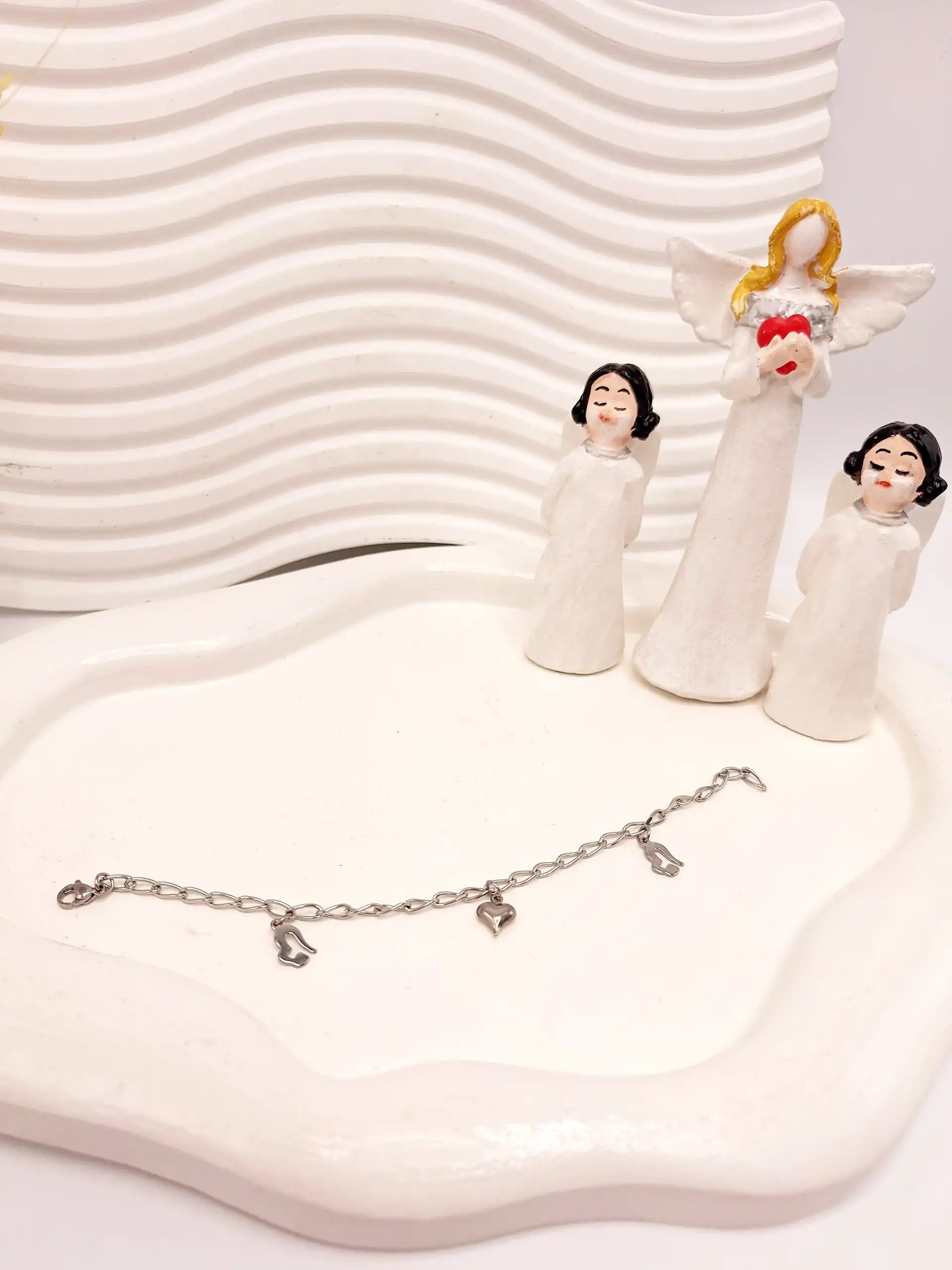 دستبند زنجیری طرح قلب استیل