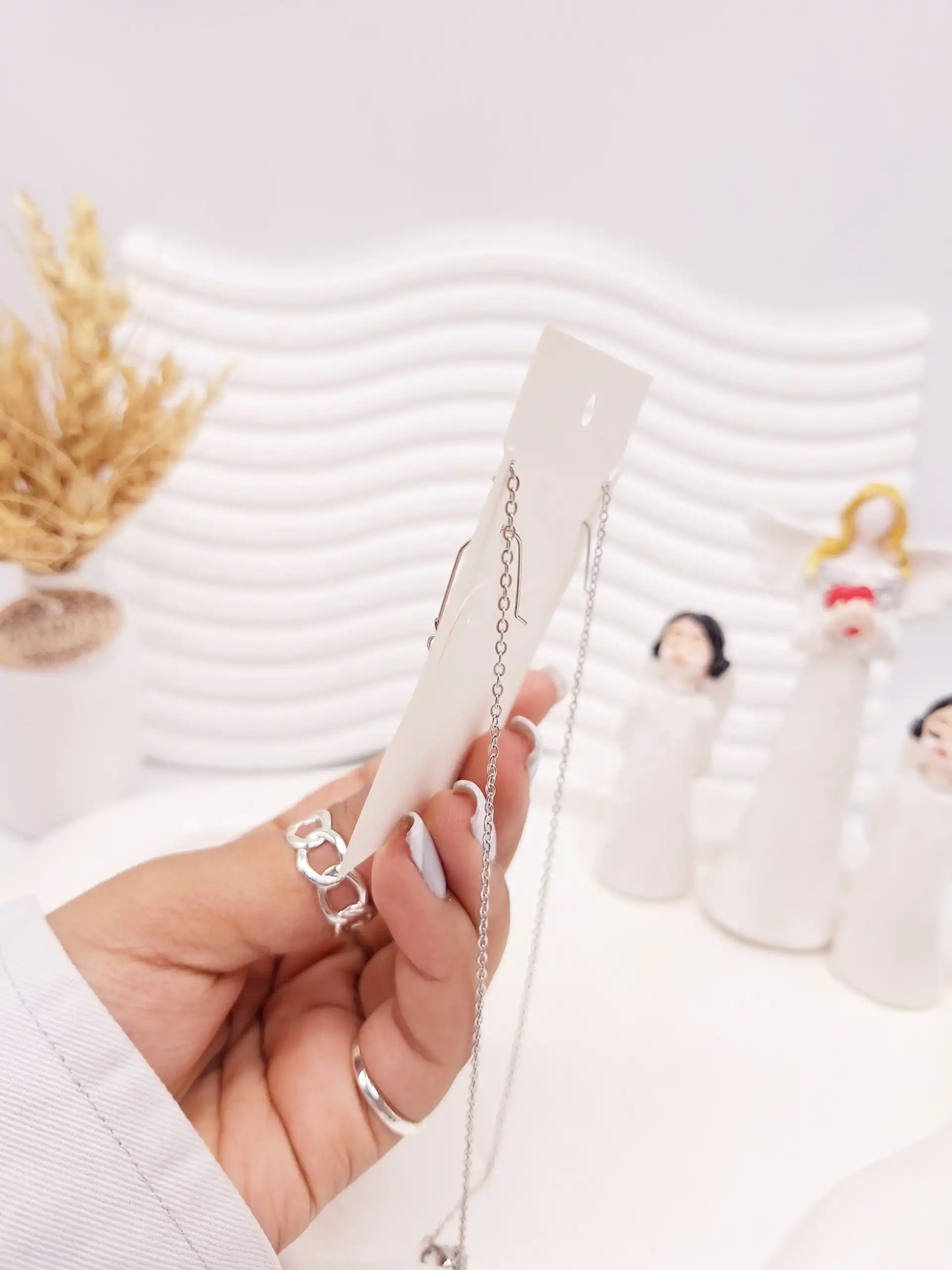 ست گوشواره و گردنبند طرح بالرین نقره ای استیل