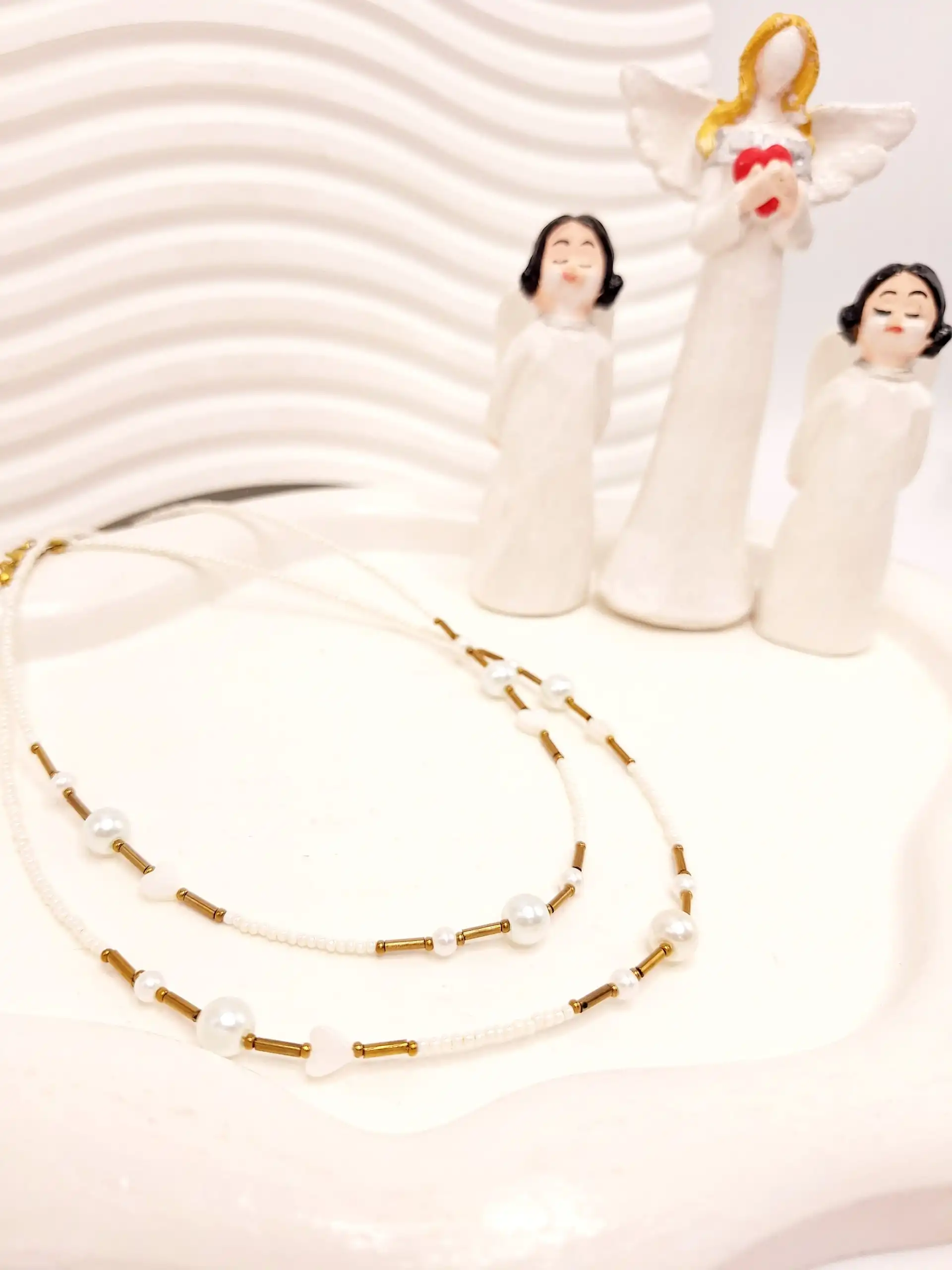 گردنبند تابستونی مراورید و قلب