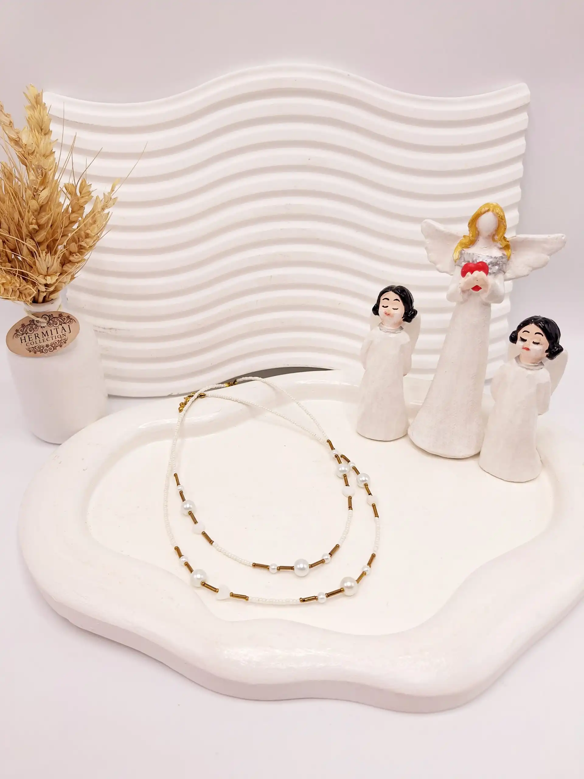 گردنبند تابستونی مراورید و قلب