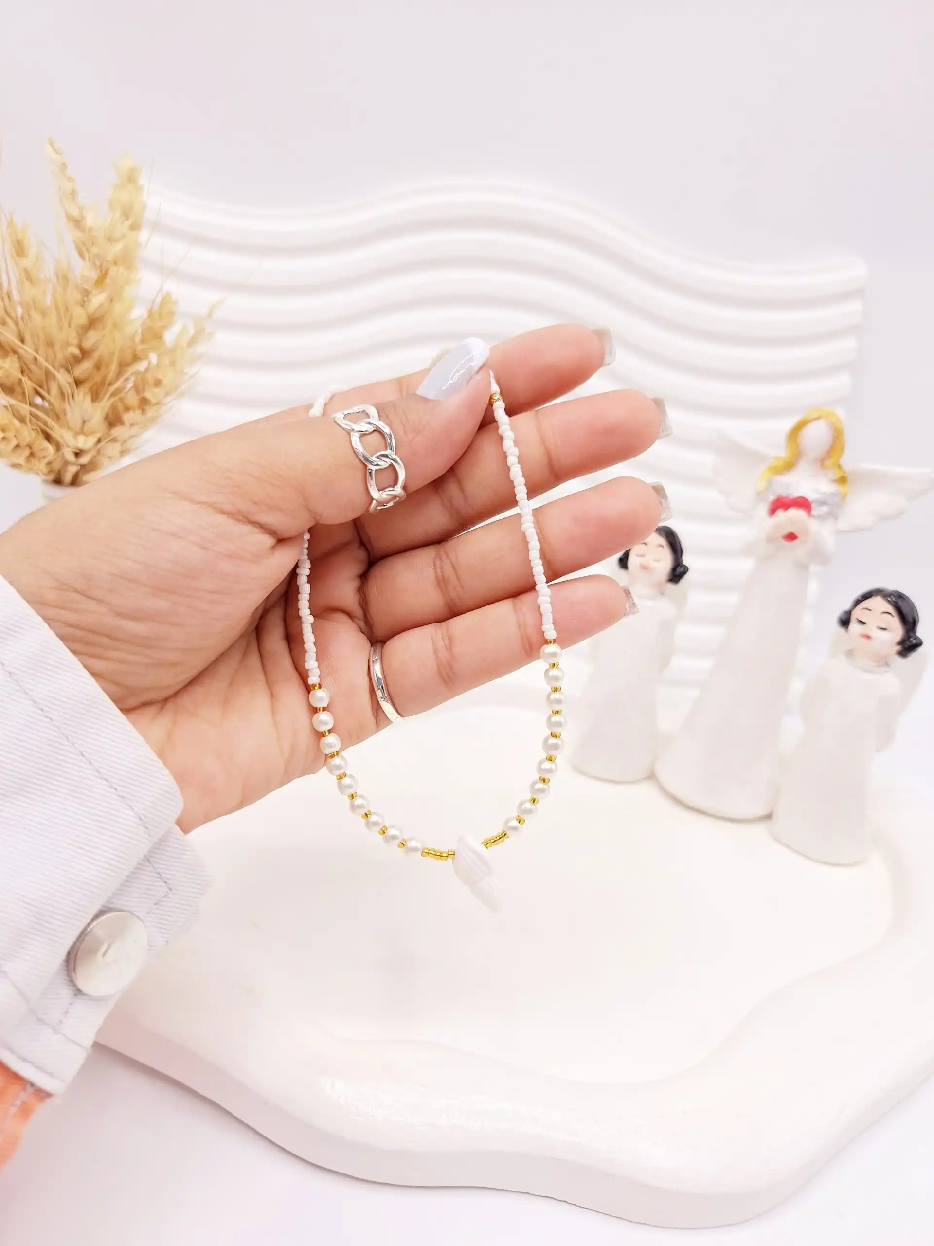 گردنبند تابستونی مراورید و صدف