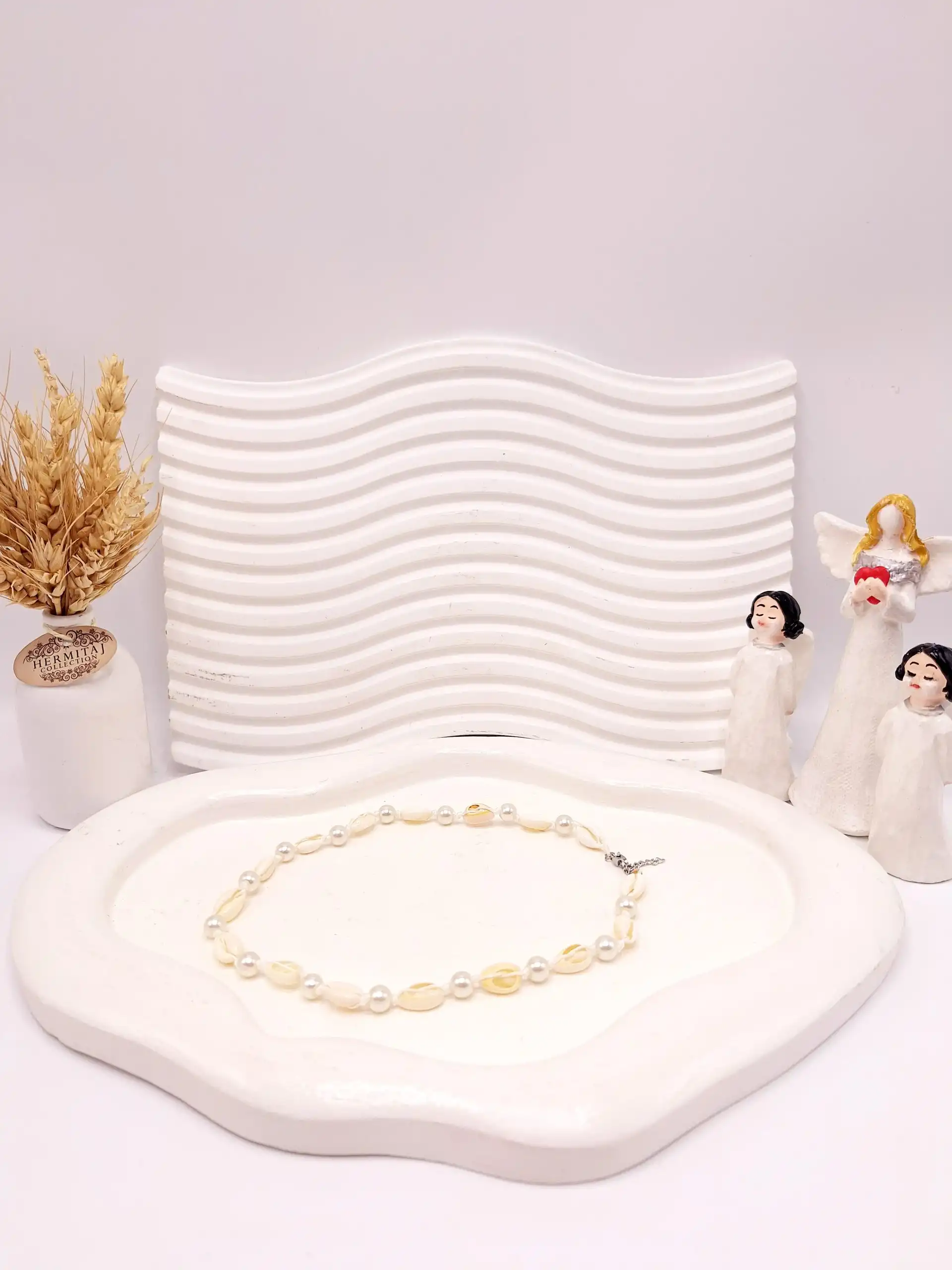 گردنبند تابستونی فول مراورید و صدف دریایی