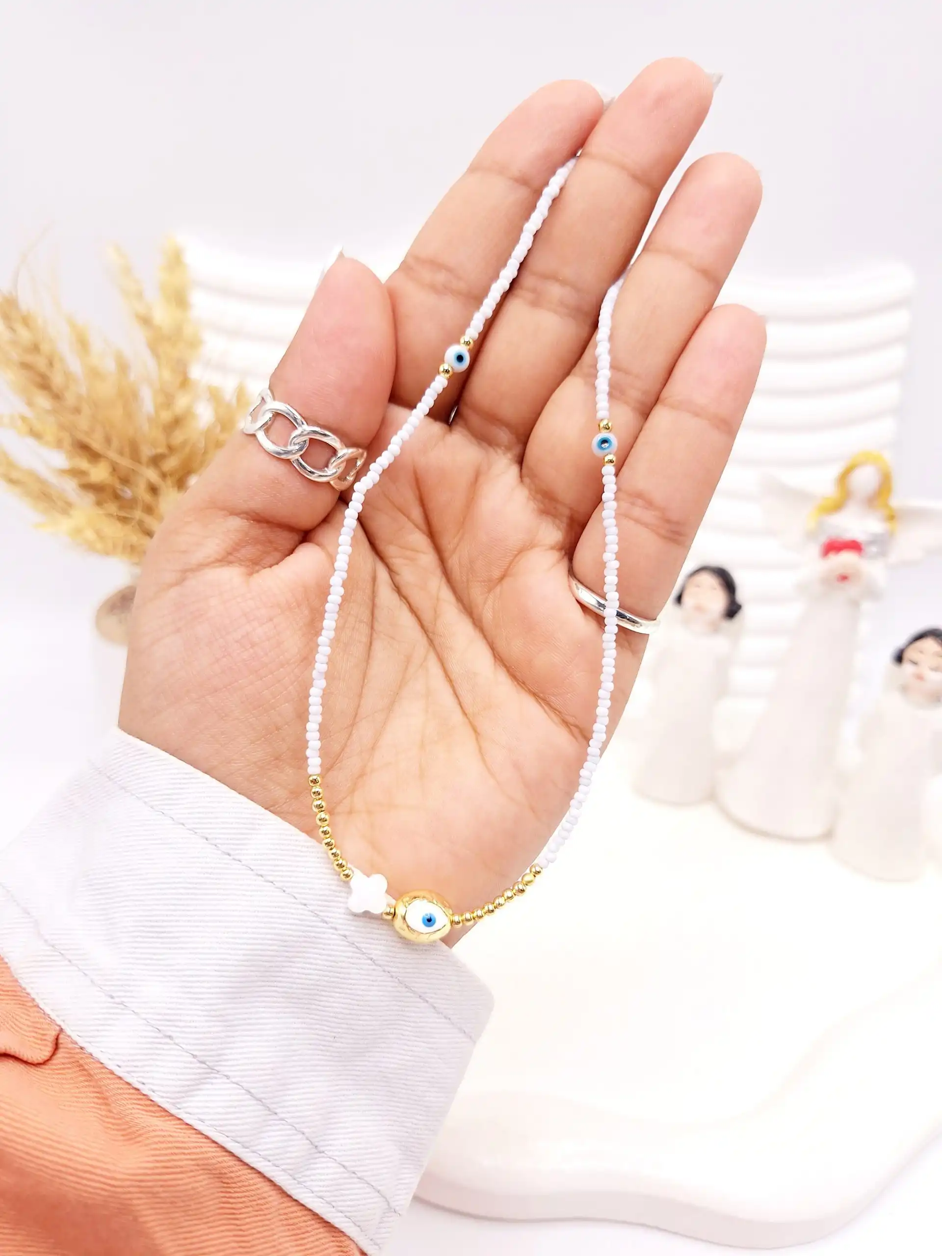 گردنبند تابستونی مراورید و چشم زخم