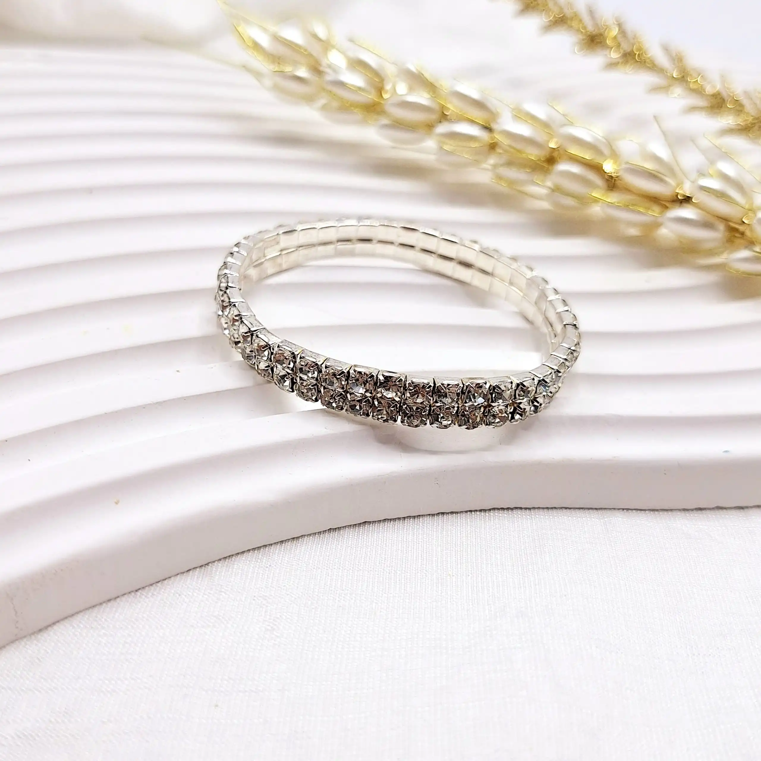 دستبند دو ردیف کشی جواهری