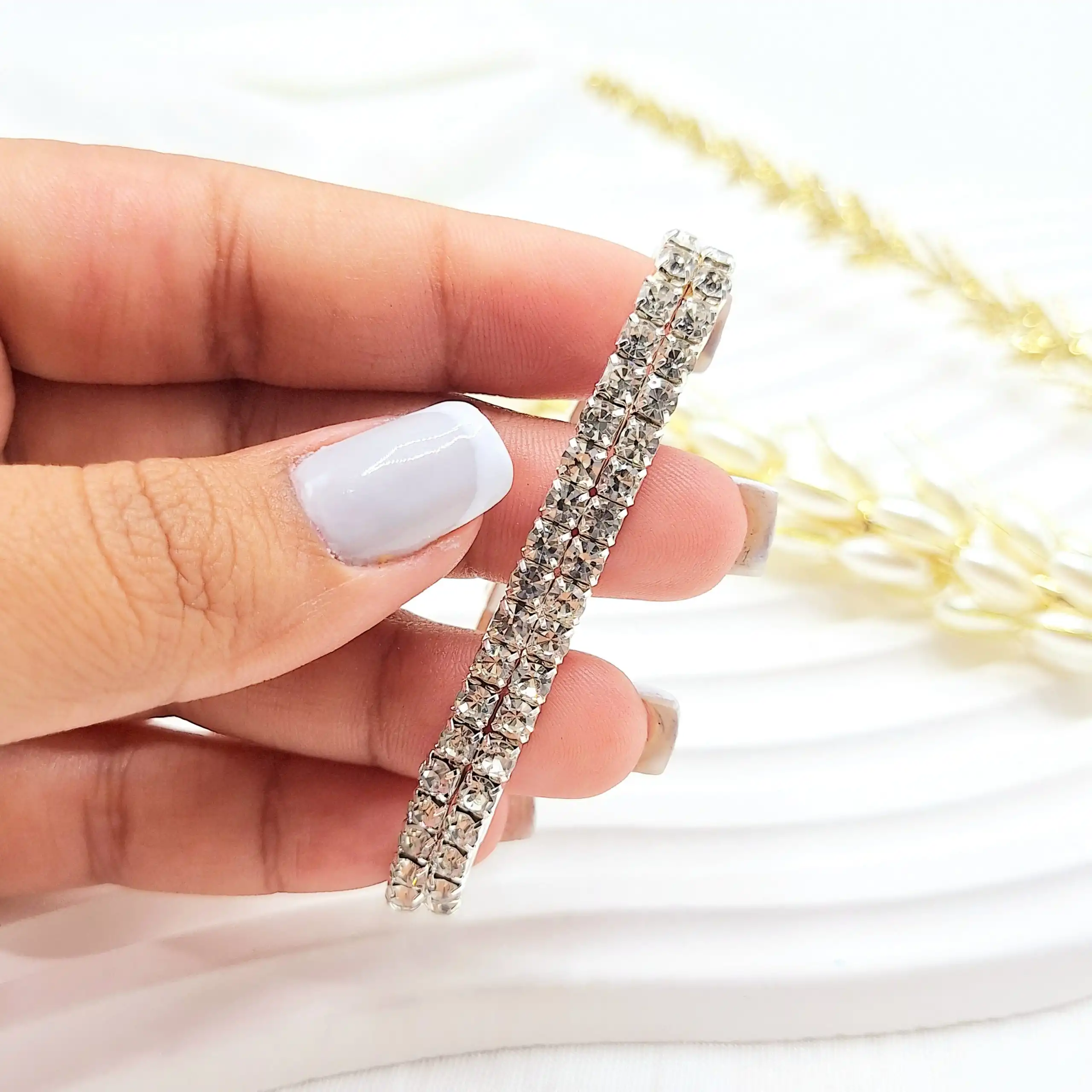 دستبند دو ردیف کشی جواهری