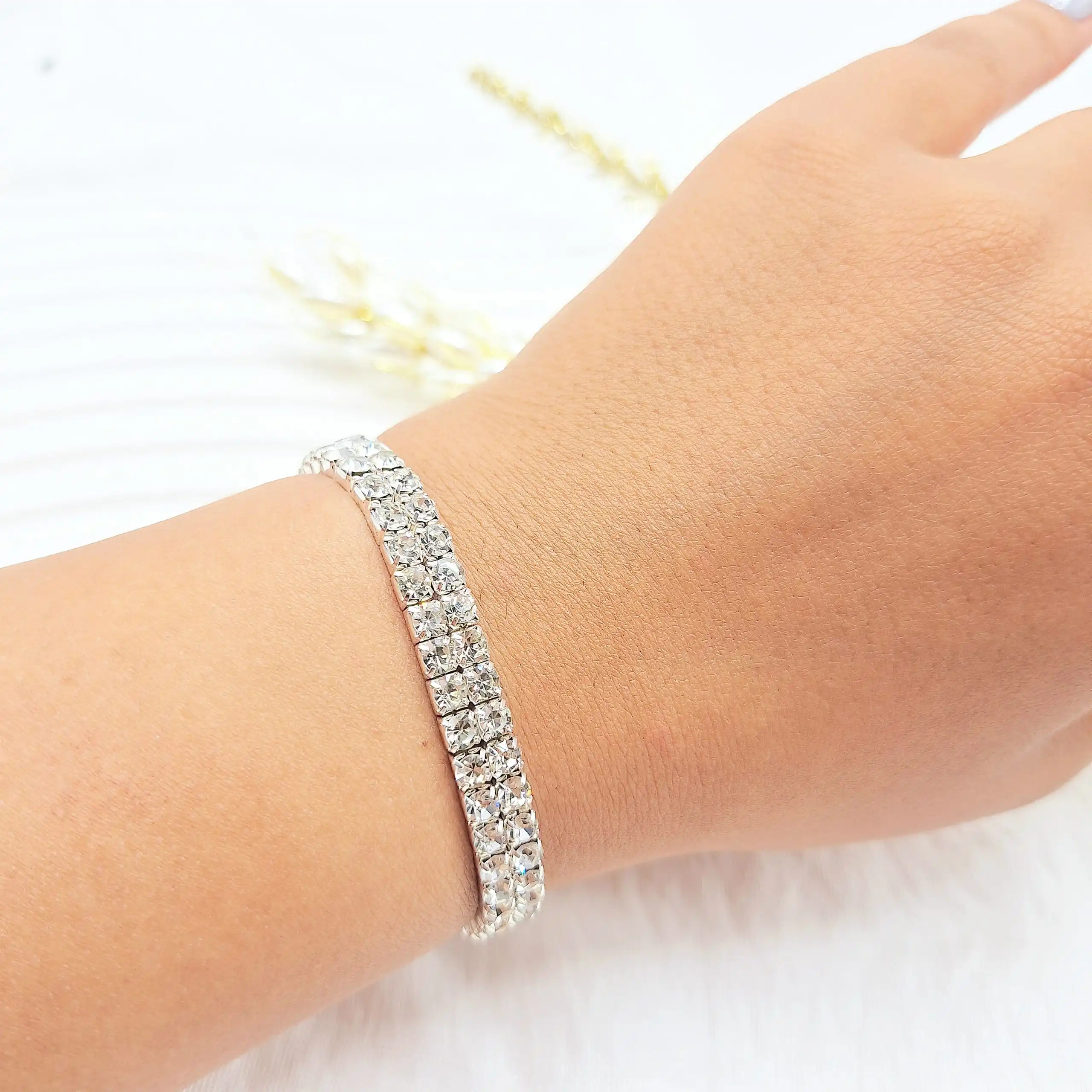 دستبند دو ردیف کشی جواهری