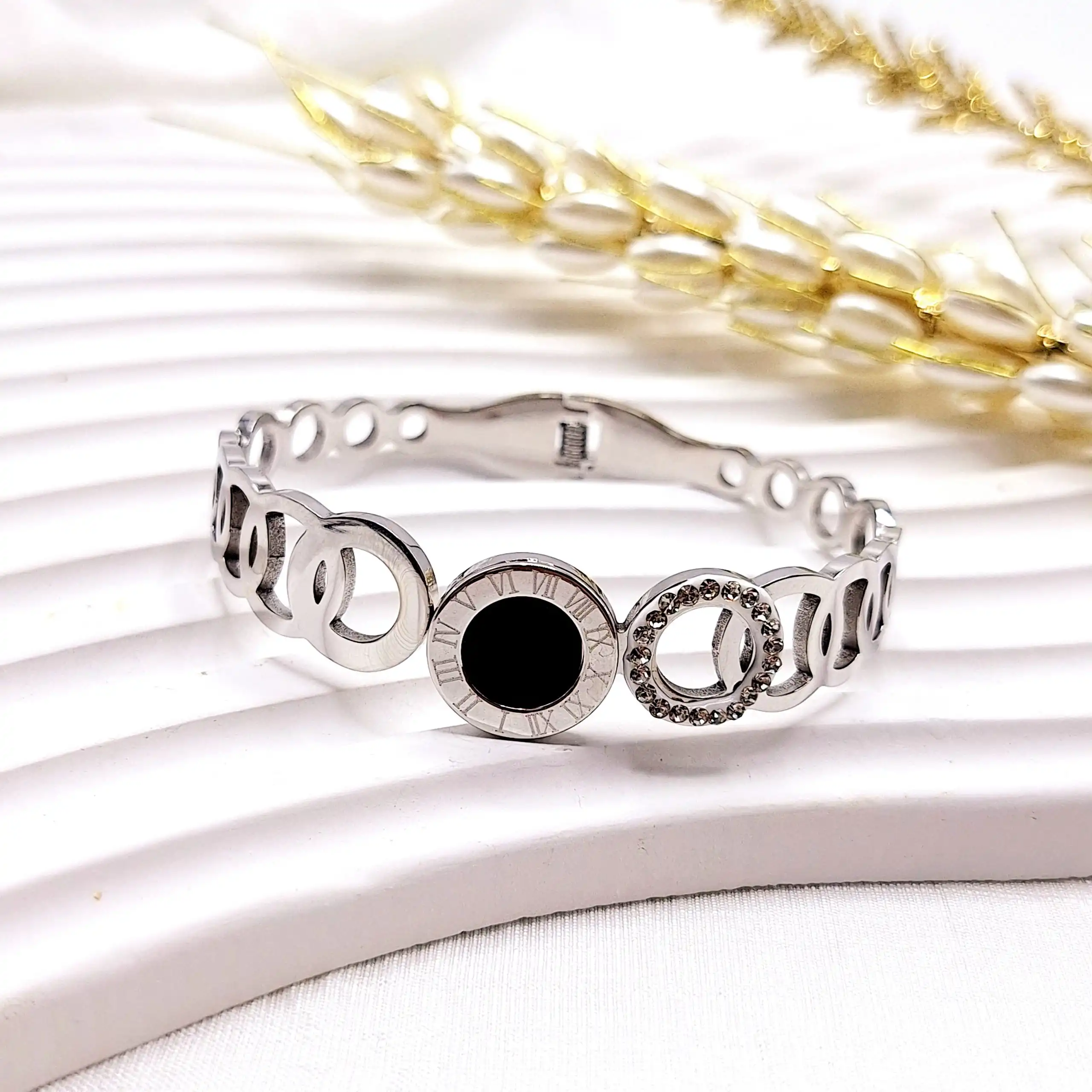 دستبند آویز حلقه ای بولگاری استیل