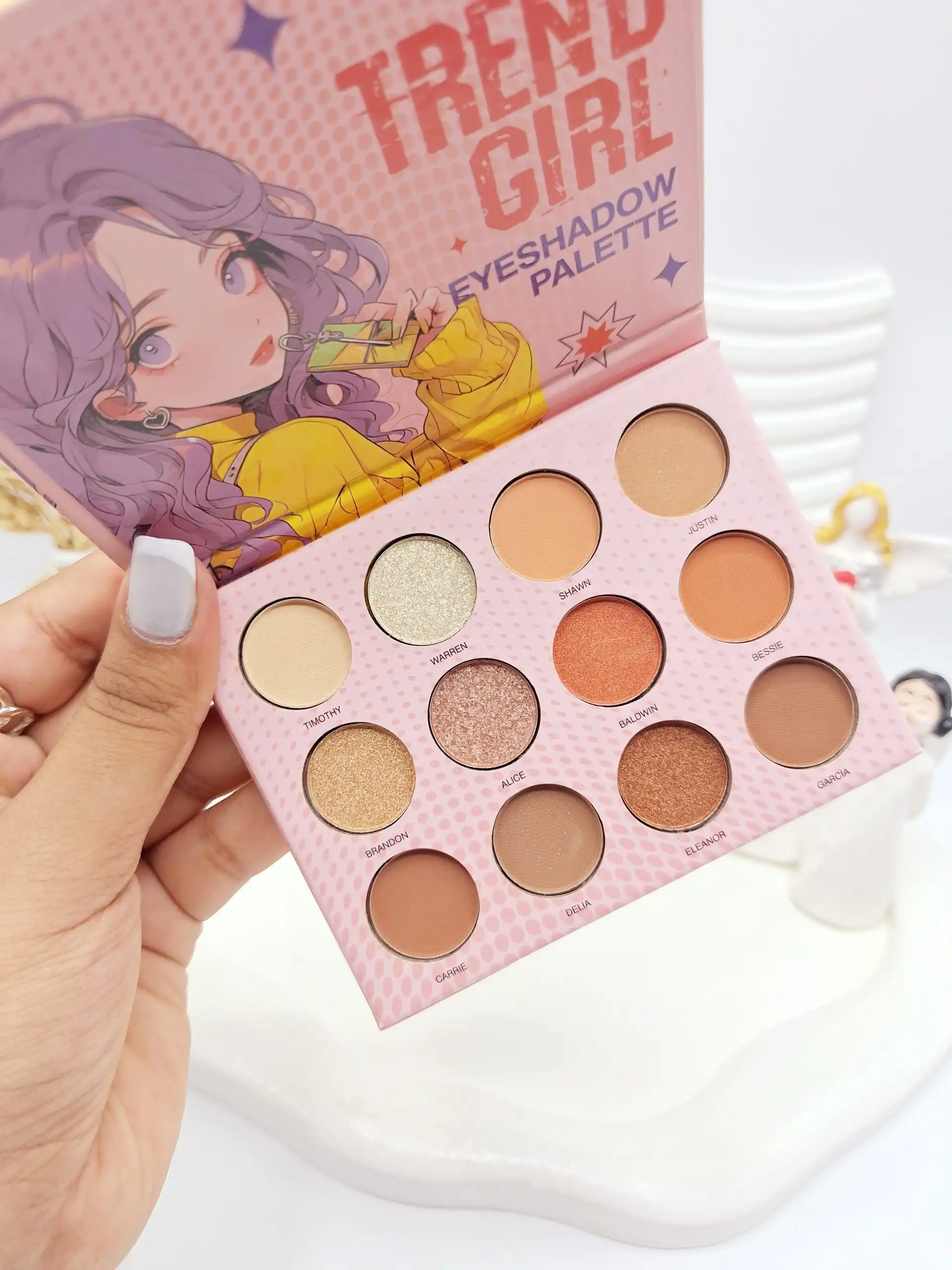 پالت سایه 12 رنگ تابستانه طرح دختر Sfr color کد 7629