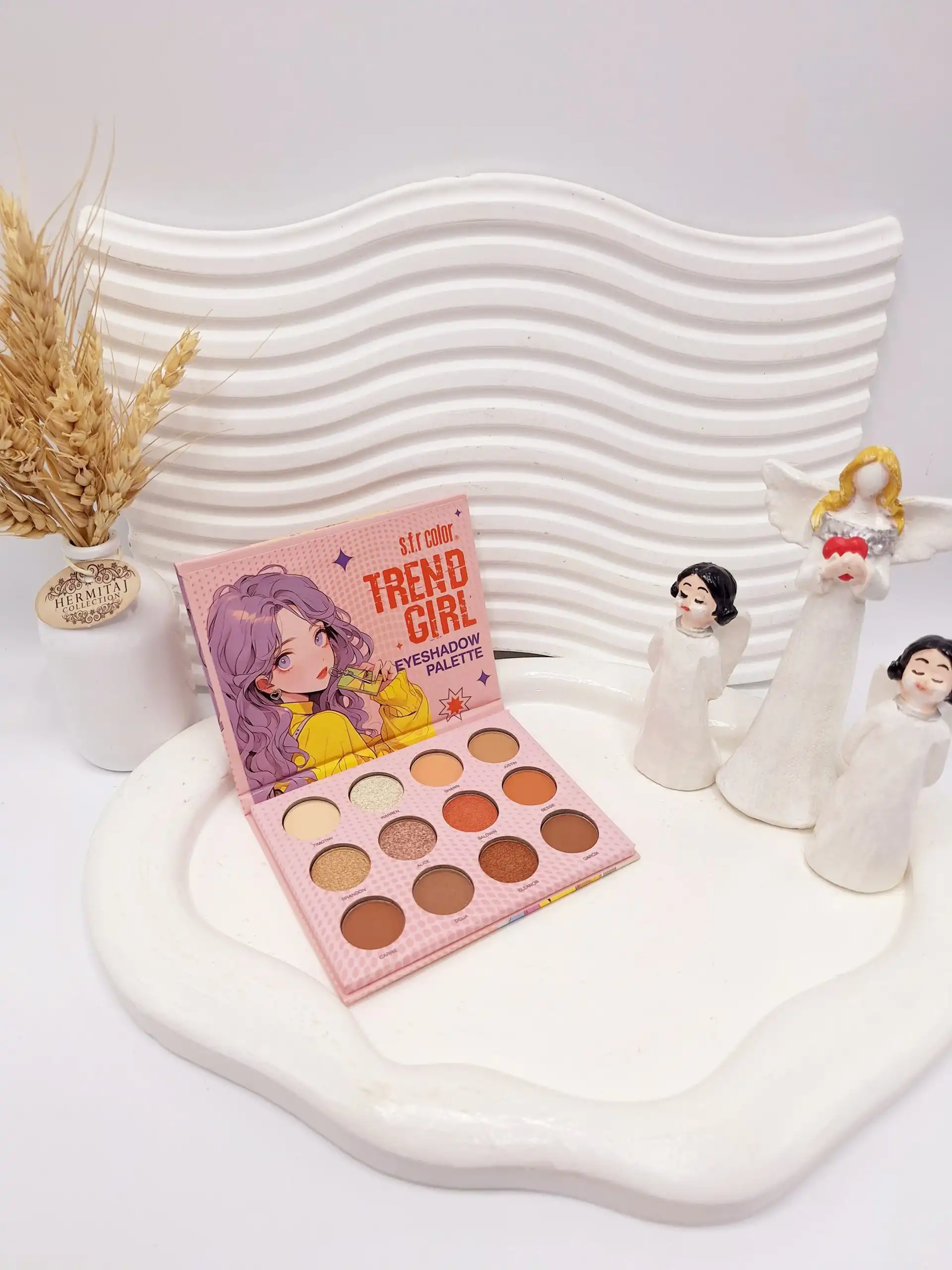 پالت سایه 12 رنگ تابستانه طرح دختر Sfr color کد 7629