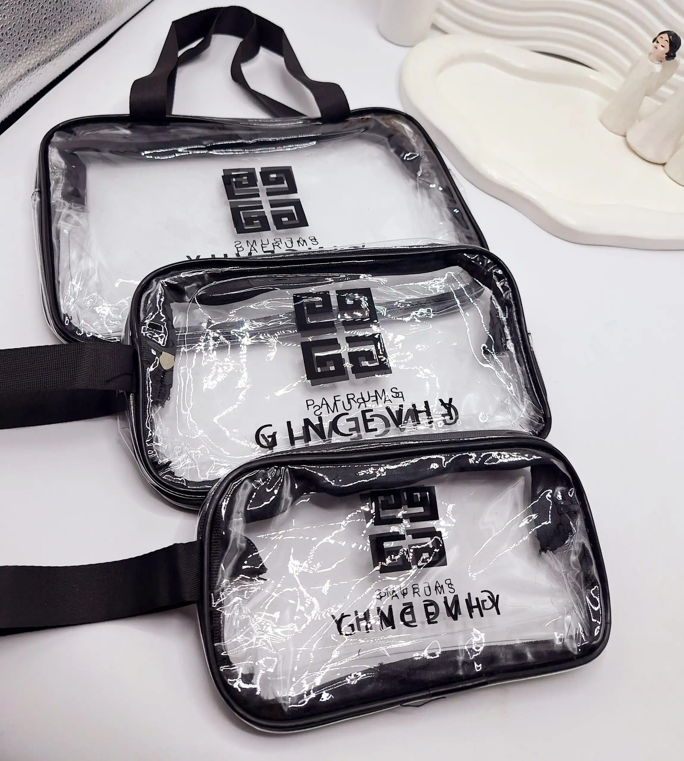 پک 3 تایی کیف آرایشی واشبگ WASHBAG (طلق سفید و شفاف)