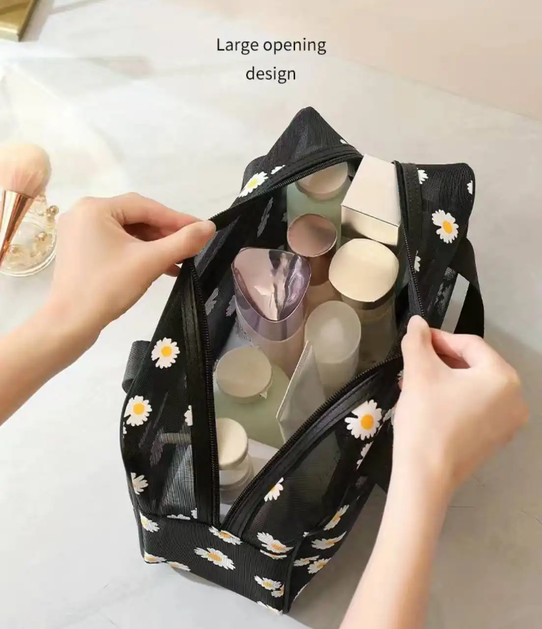 کیف مشکی سایز بزرگ بابونه