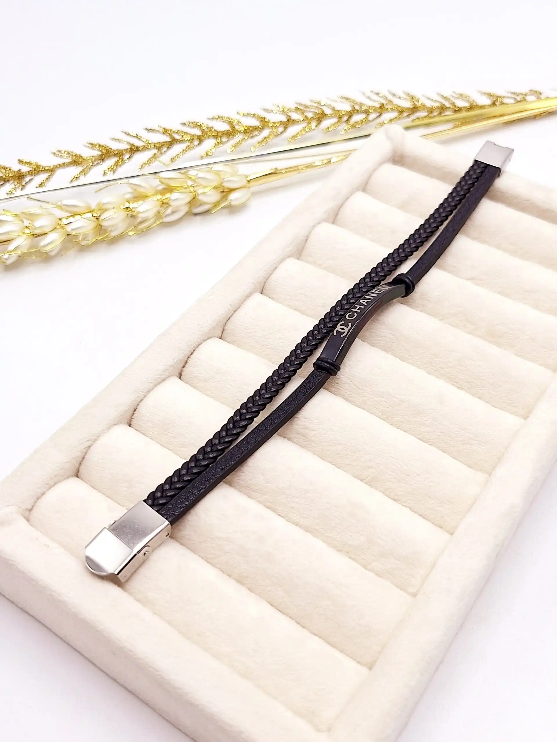 دستبند چرمی مردانه CHANEL مشکی