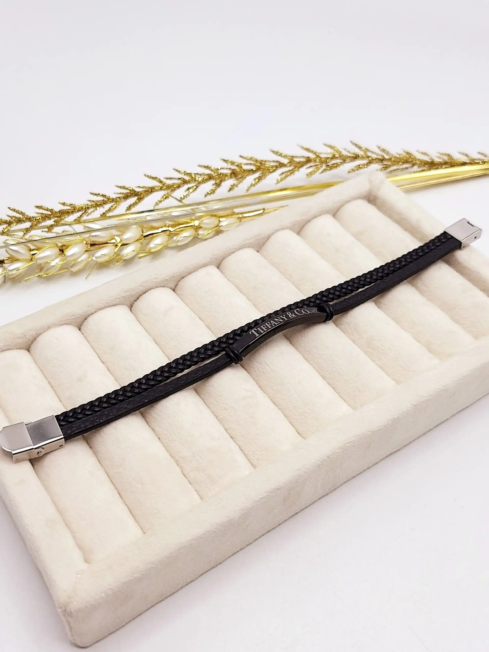 دستبند چرمی مردانه TIFFANY &amp; CO مشکی