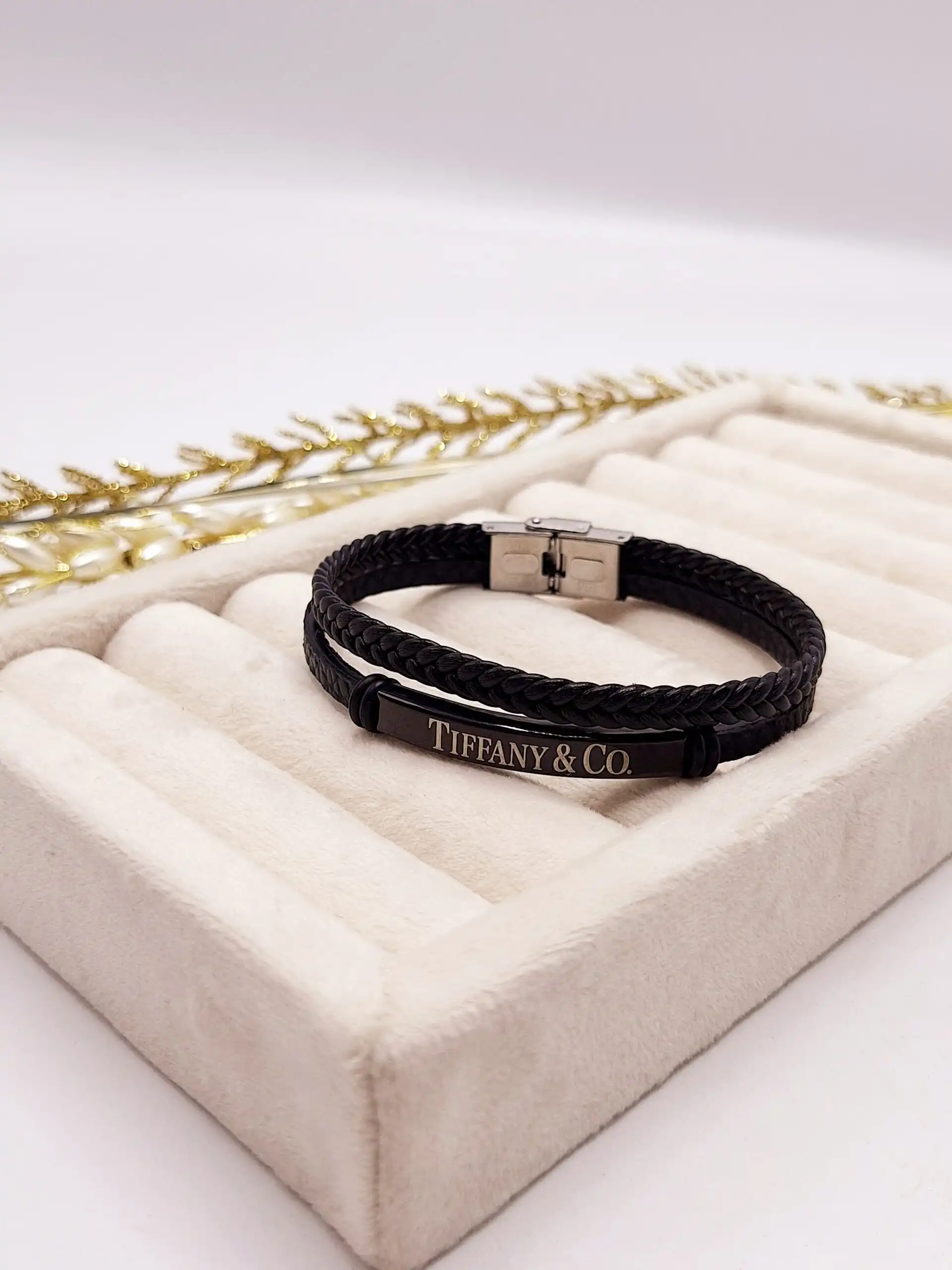 دستبند چرمی مردانه TIFFANY &amp; CO مشکی