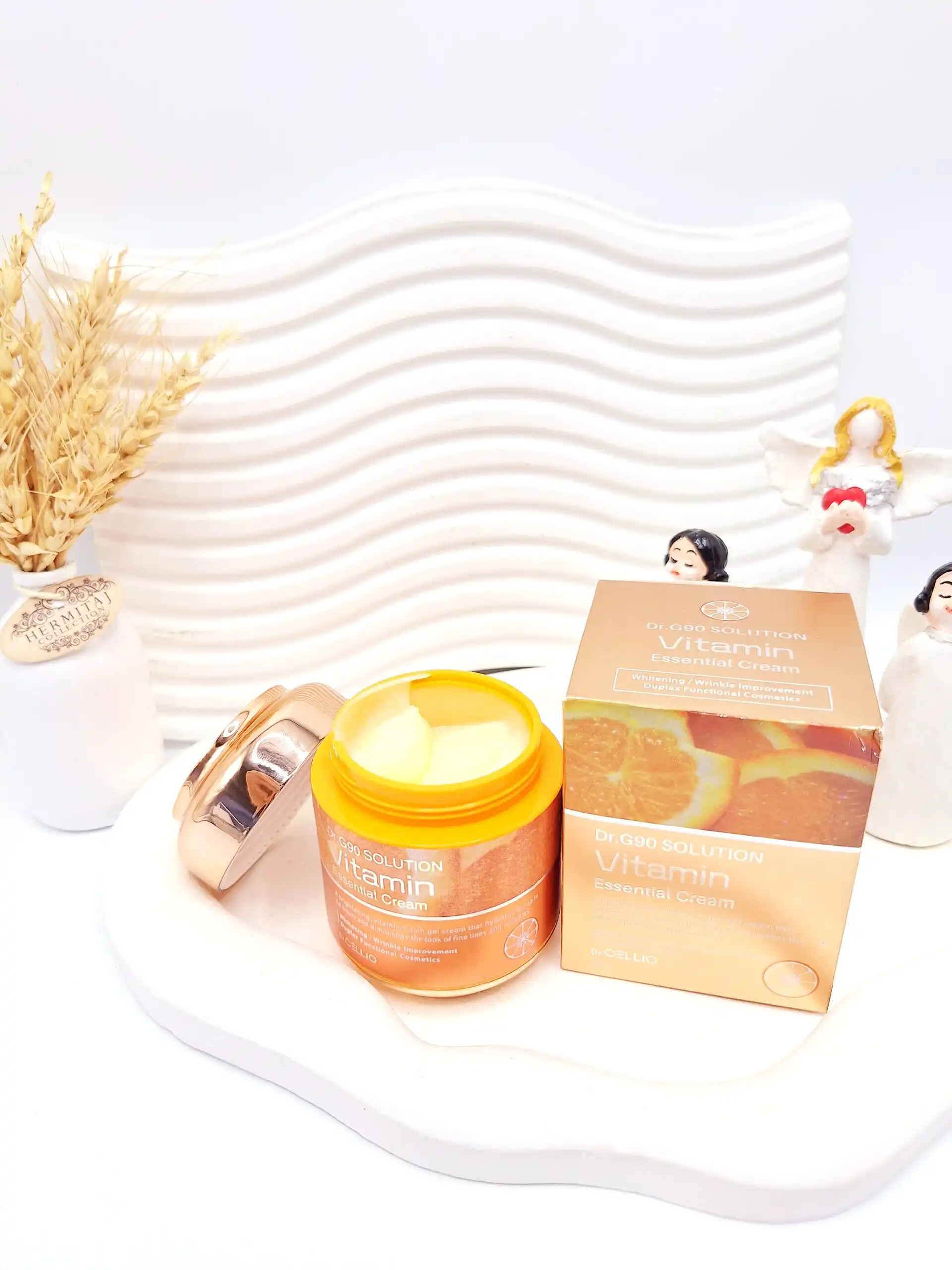 کرم ویتامین سی دو کار سفیدکننده بهبود دهنده چین و چروک صورت Dr.G90 کد 0517