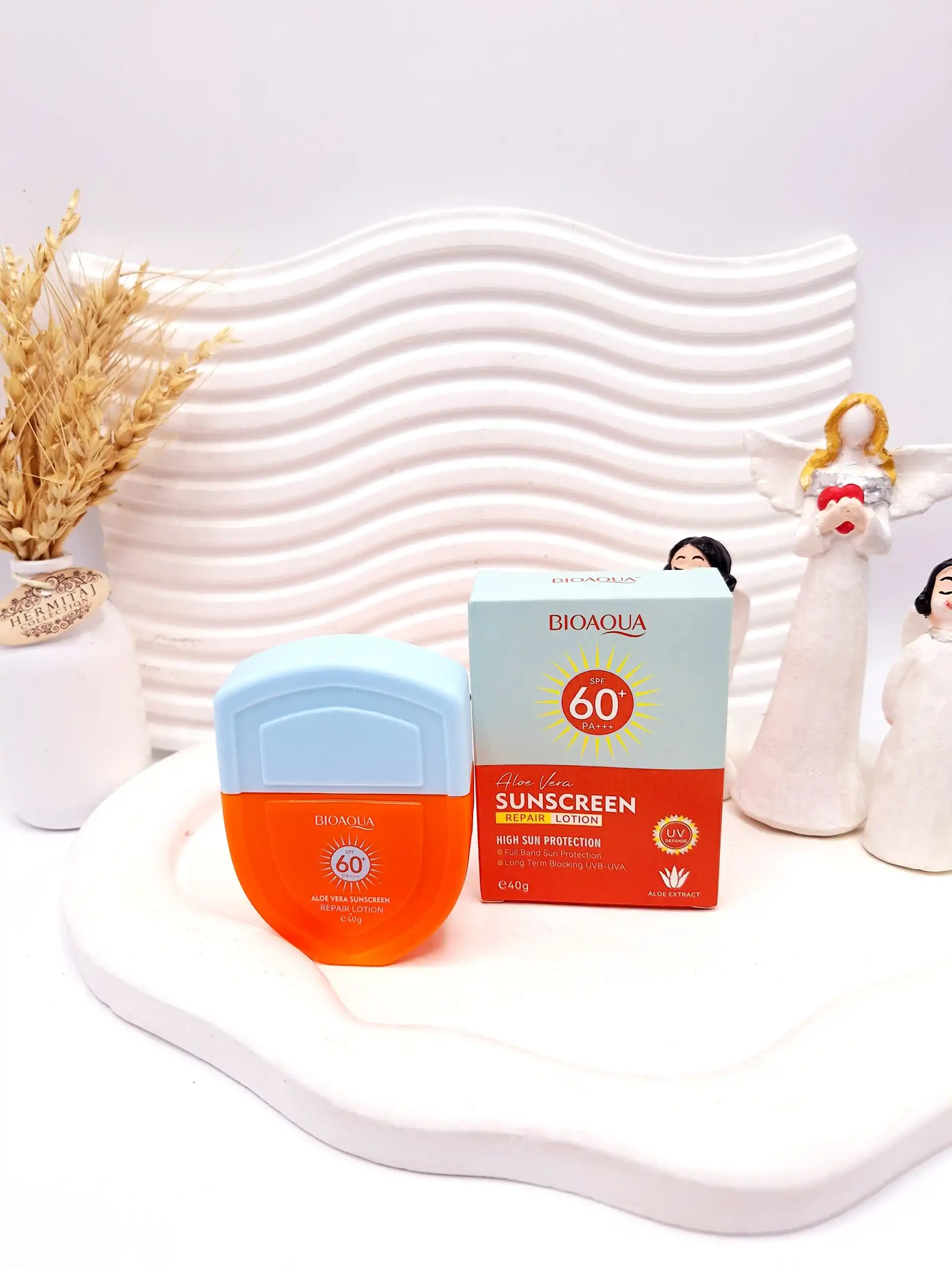 کرم ضد آفتاب بی رنگ بیواکوا 60 Spf با عصاره آلوورا کد 37381