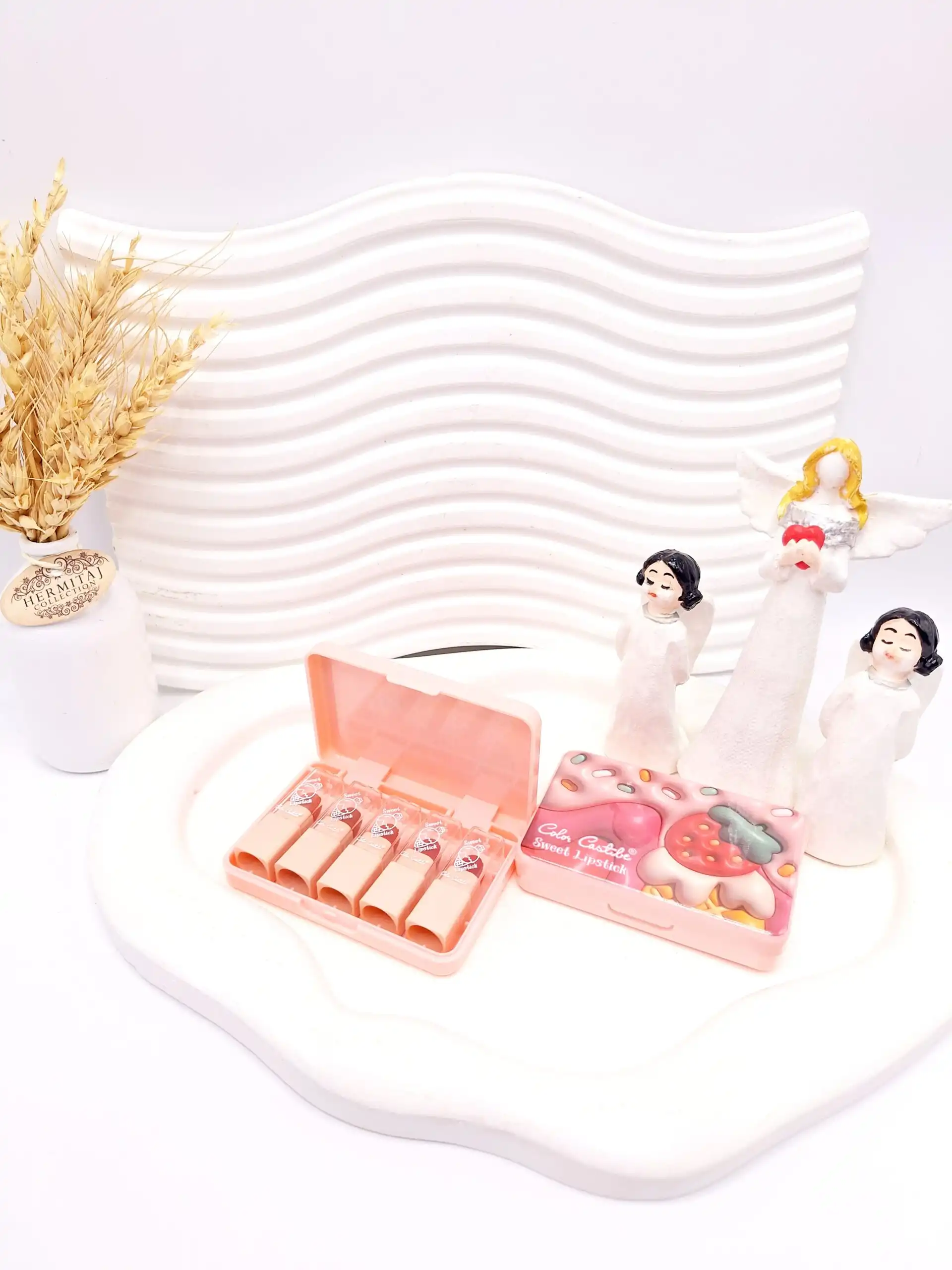 پک رژ لب لب جامد 5 تایی رنگارنگ طرح توت فرنگی کد 8099-6