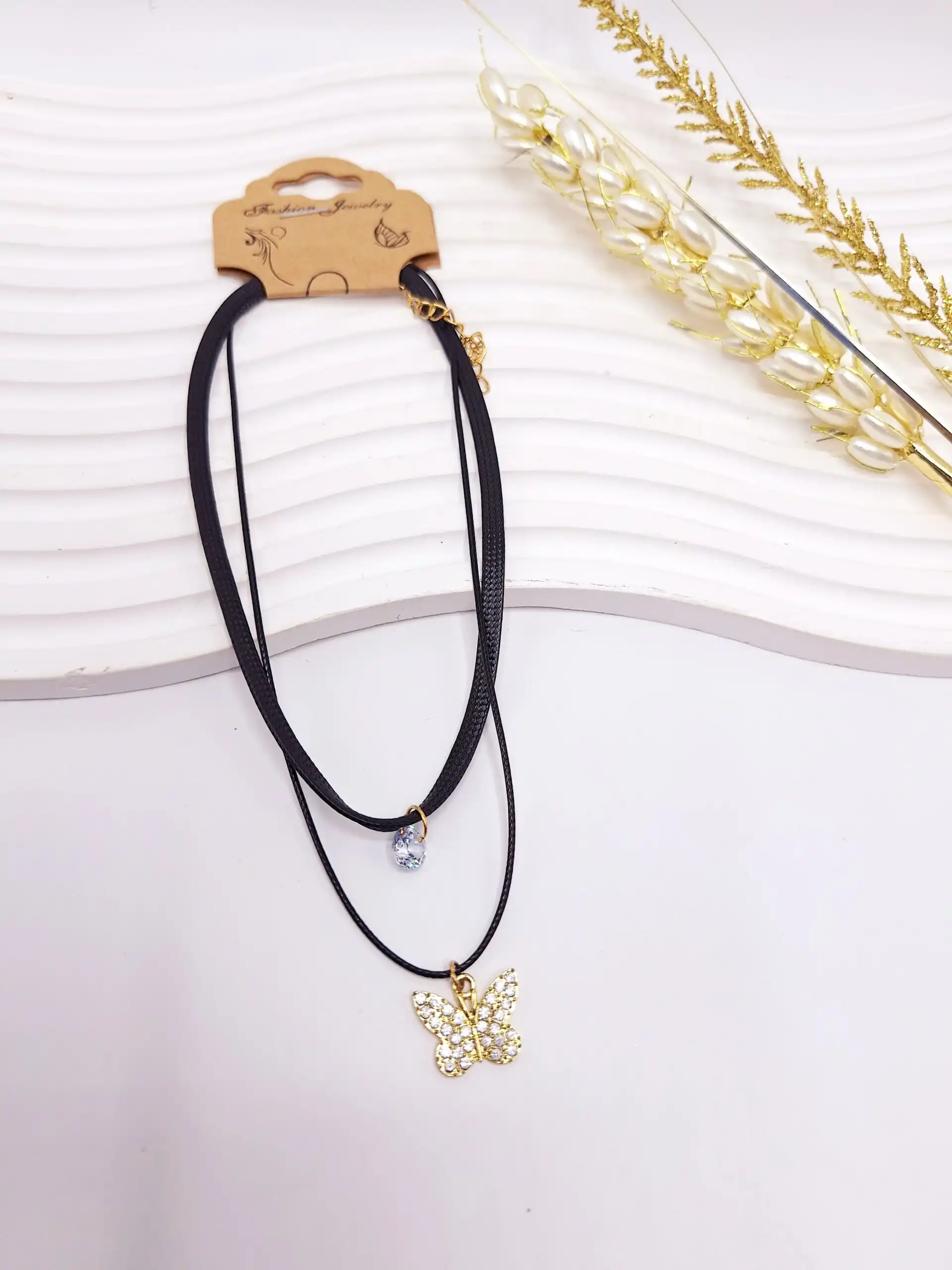 گردنبد (چوکر) طرح پروانه نگین دار