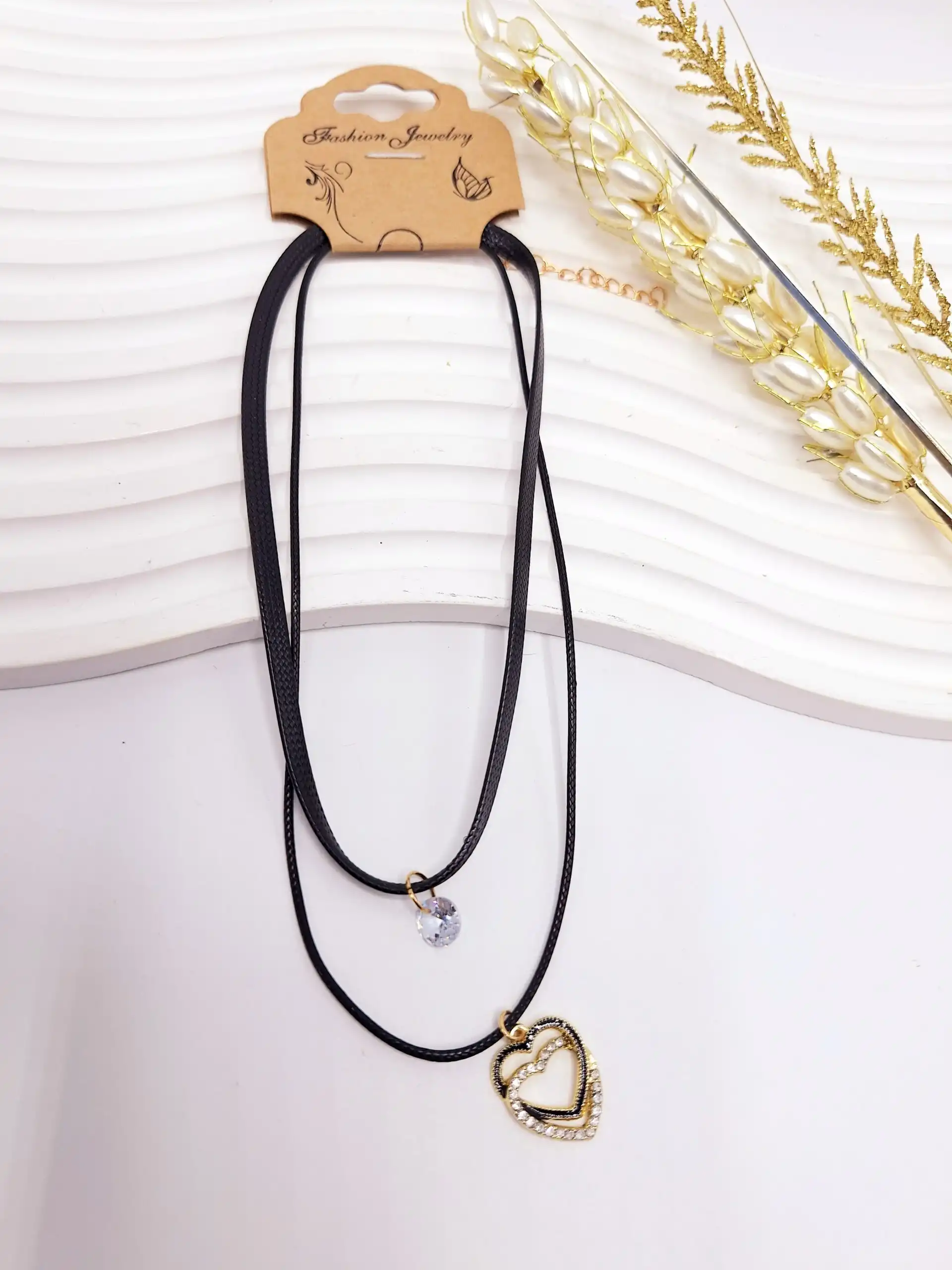 گردنبد (چوکر) طرح قلب نگین دار