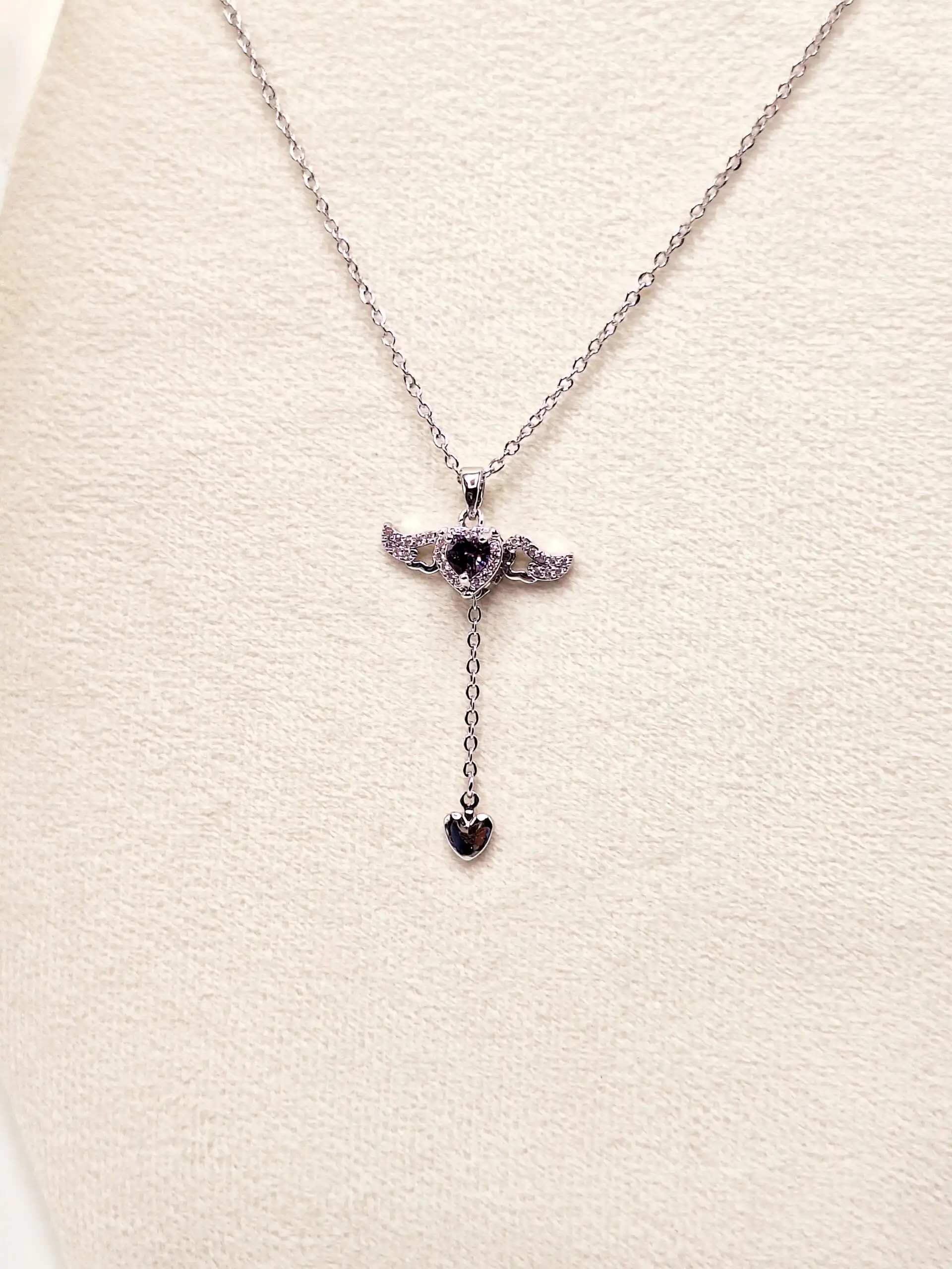 گردنبند بال متحرک (بنفش) استیل