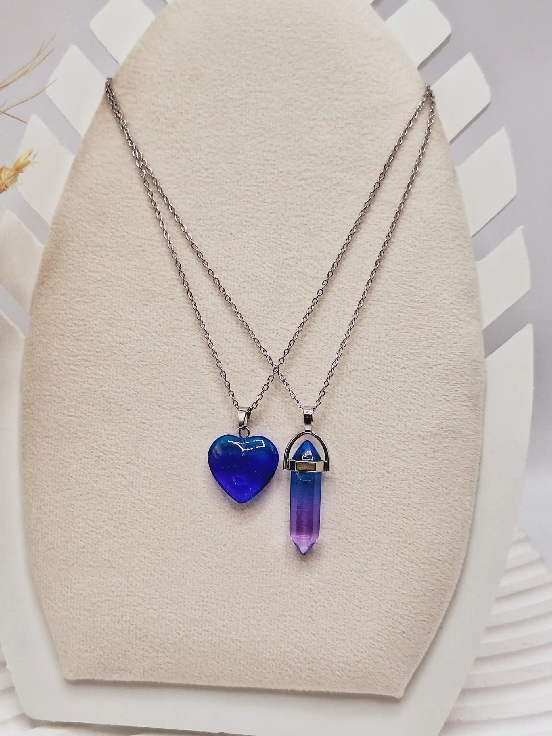 ست دو نفره طرح قلب و منشور (سورمه ای بنفش)