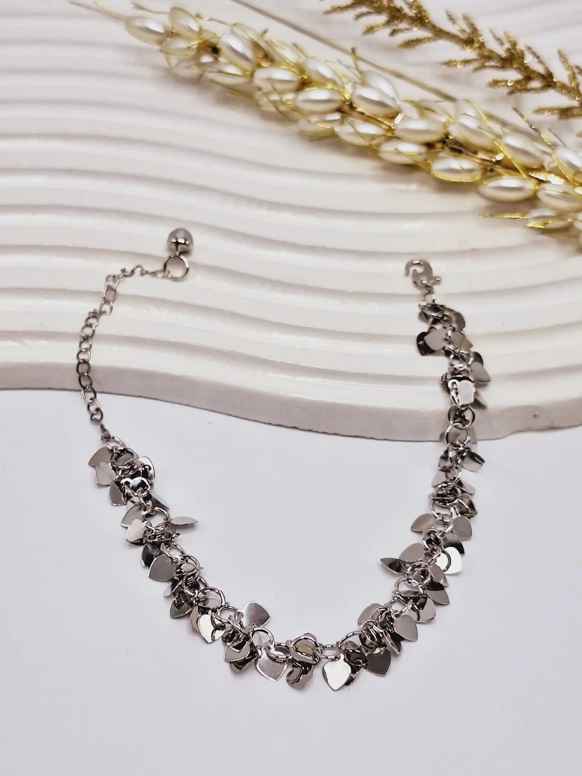 پابند پولکی آویز قلب آبکاری رادیوم