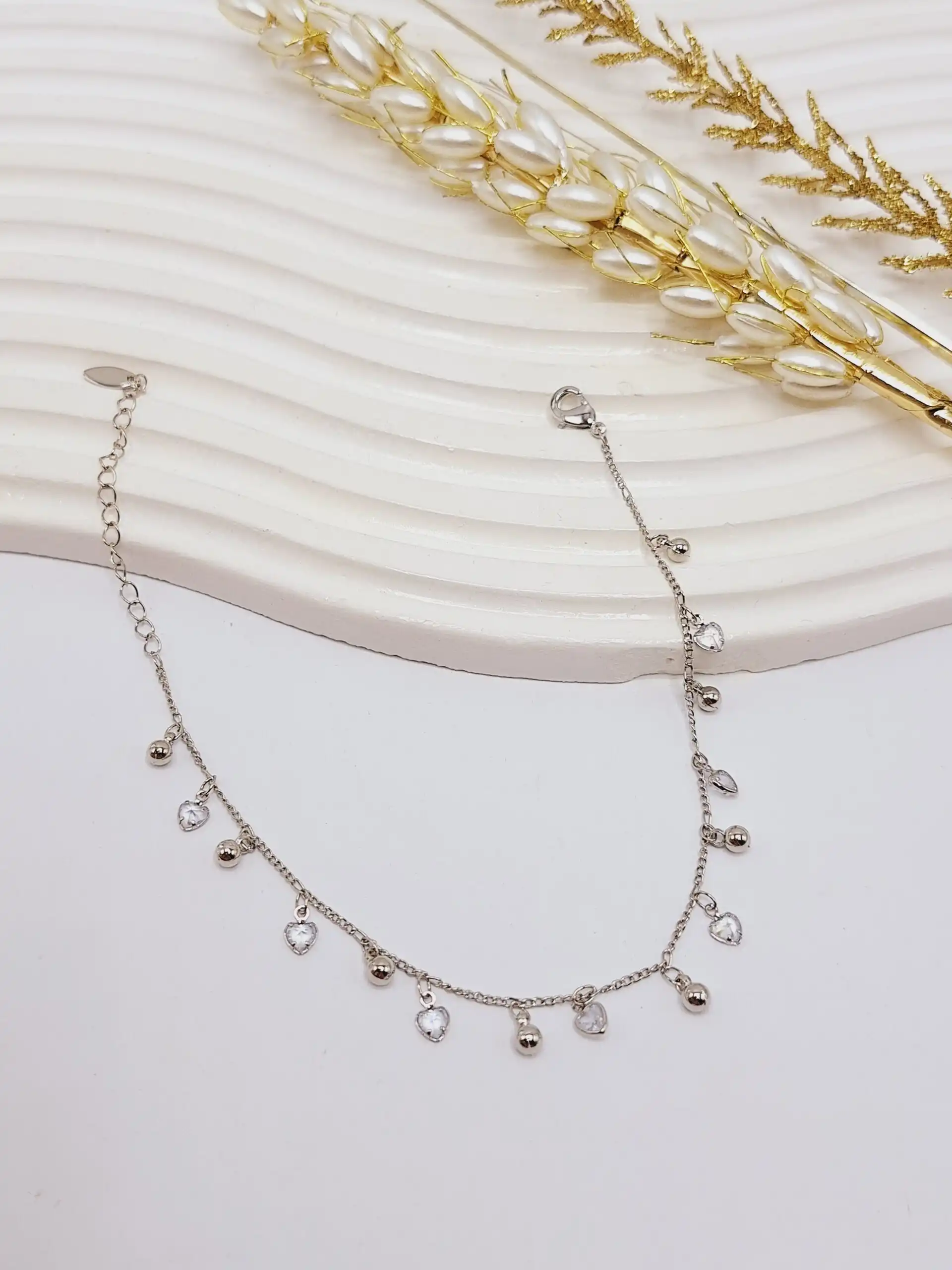 پابند آویز قلب و زنگوله آبکاری رادیوم