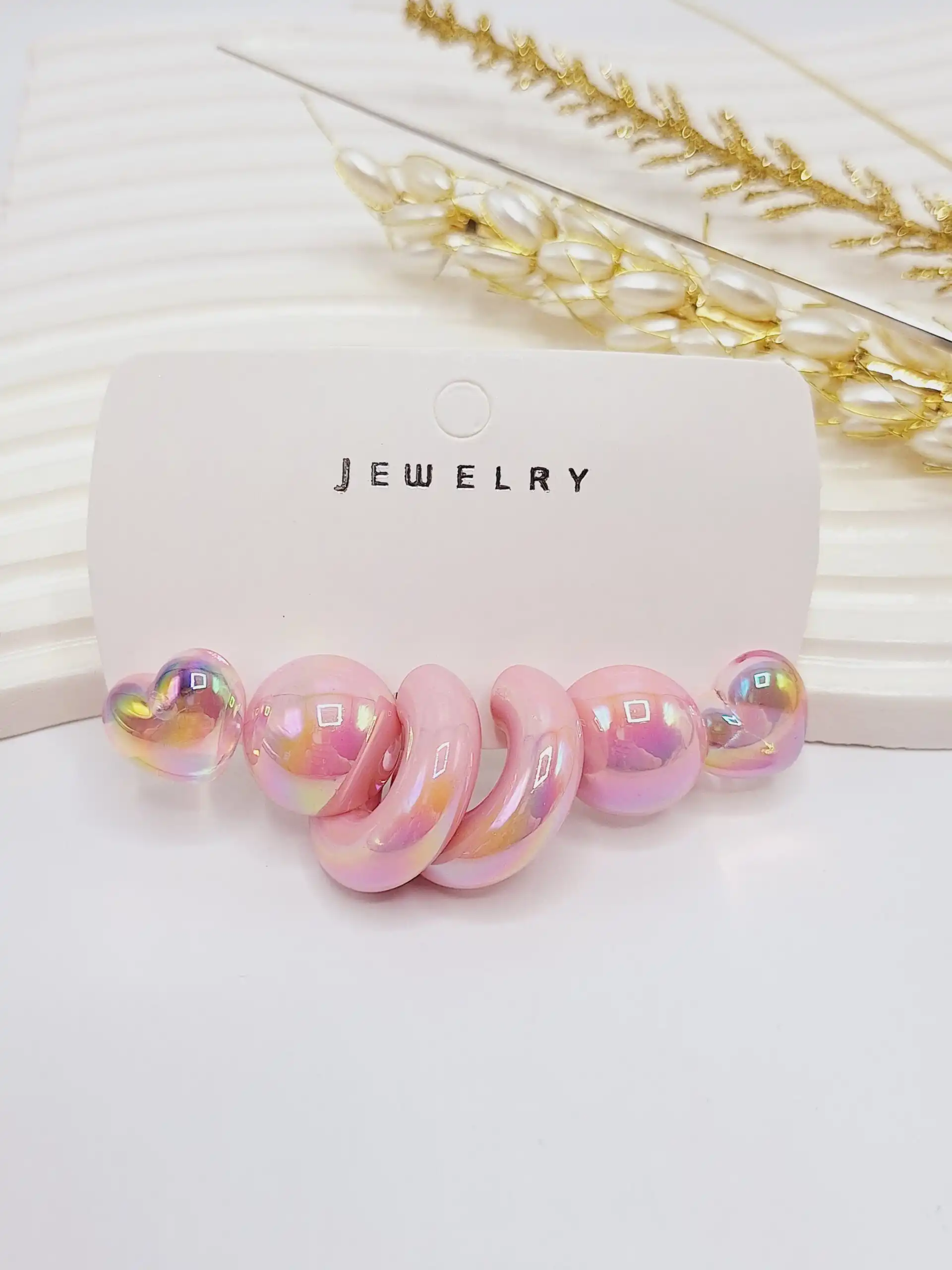 پک گوشواره آبنباتی صورتی طرح دوم