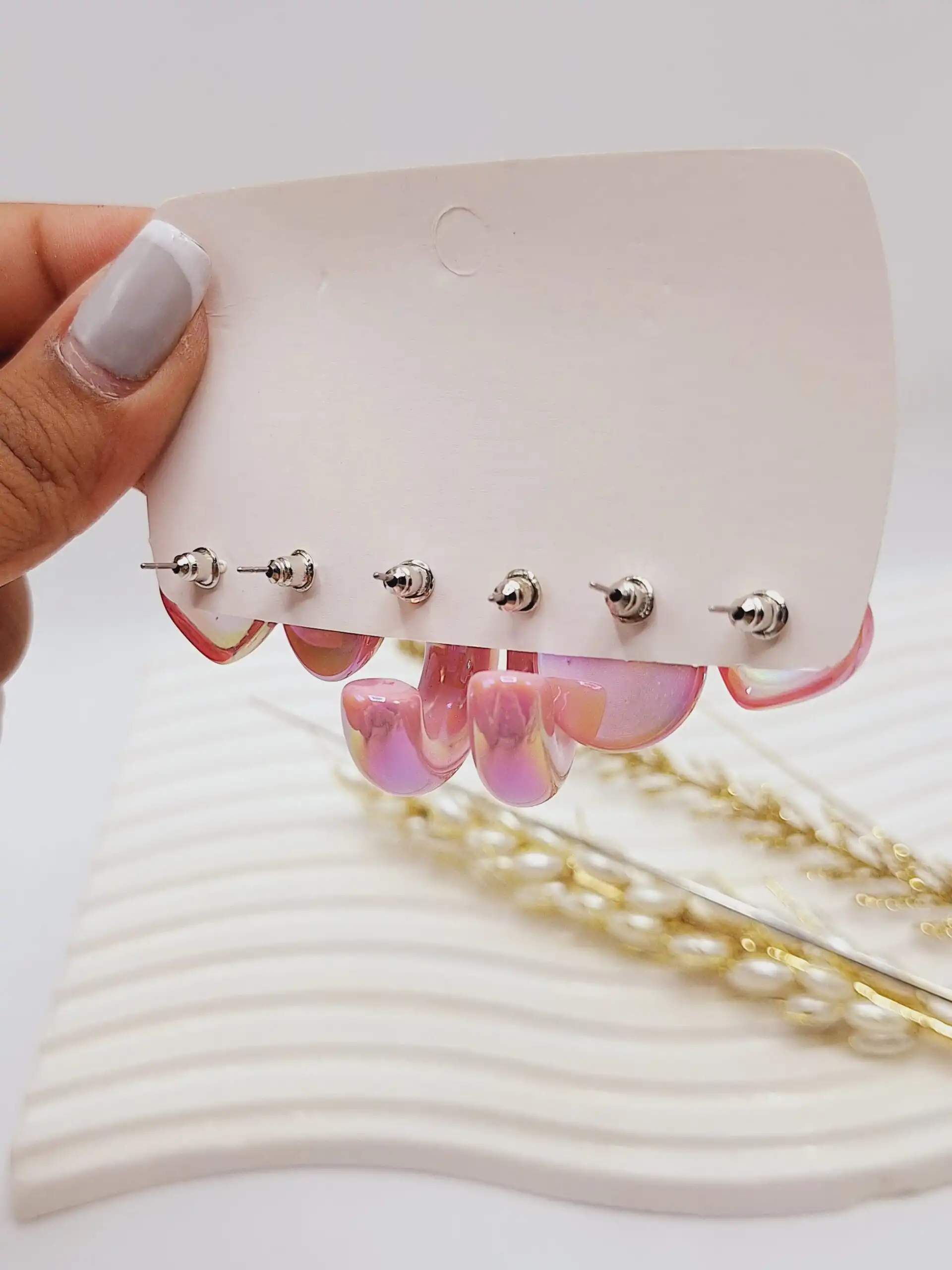 پک گوشواره آبنباتی صورتی طرح دوم