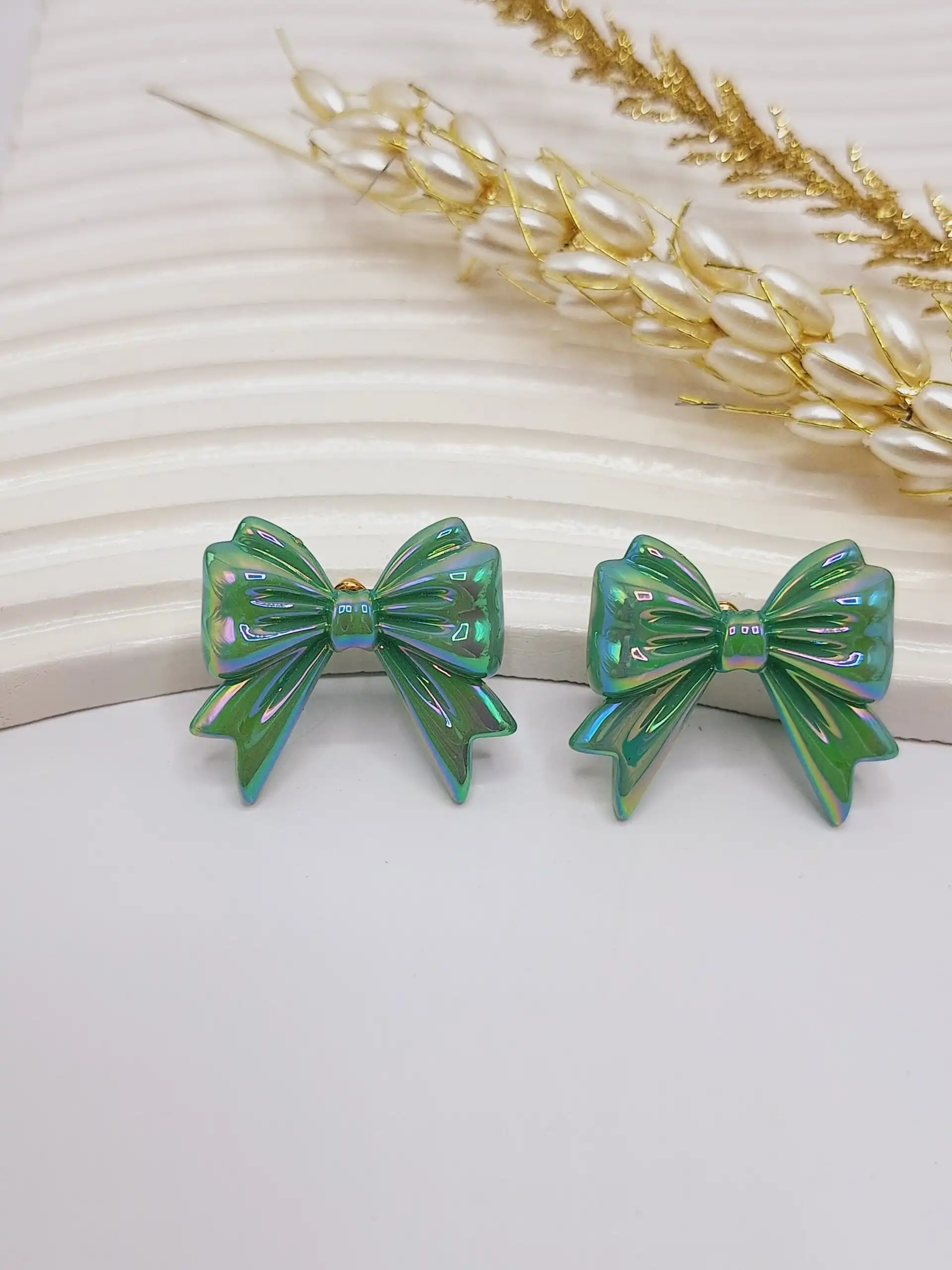 گوشواره آبنباتی طرح پاپیون (سبز)