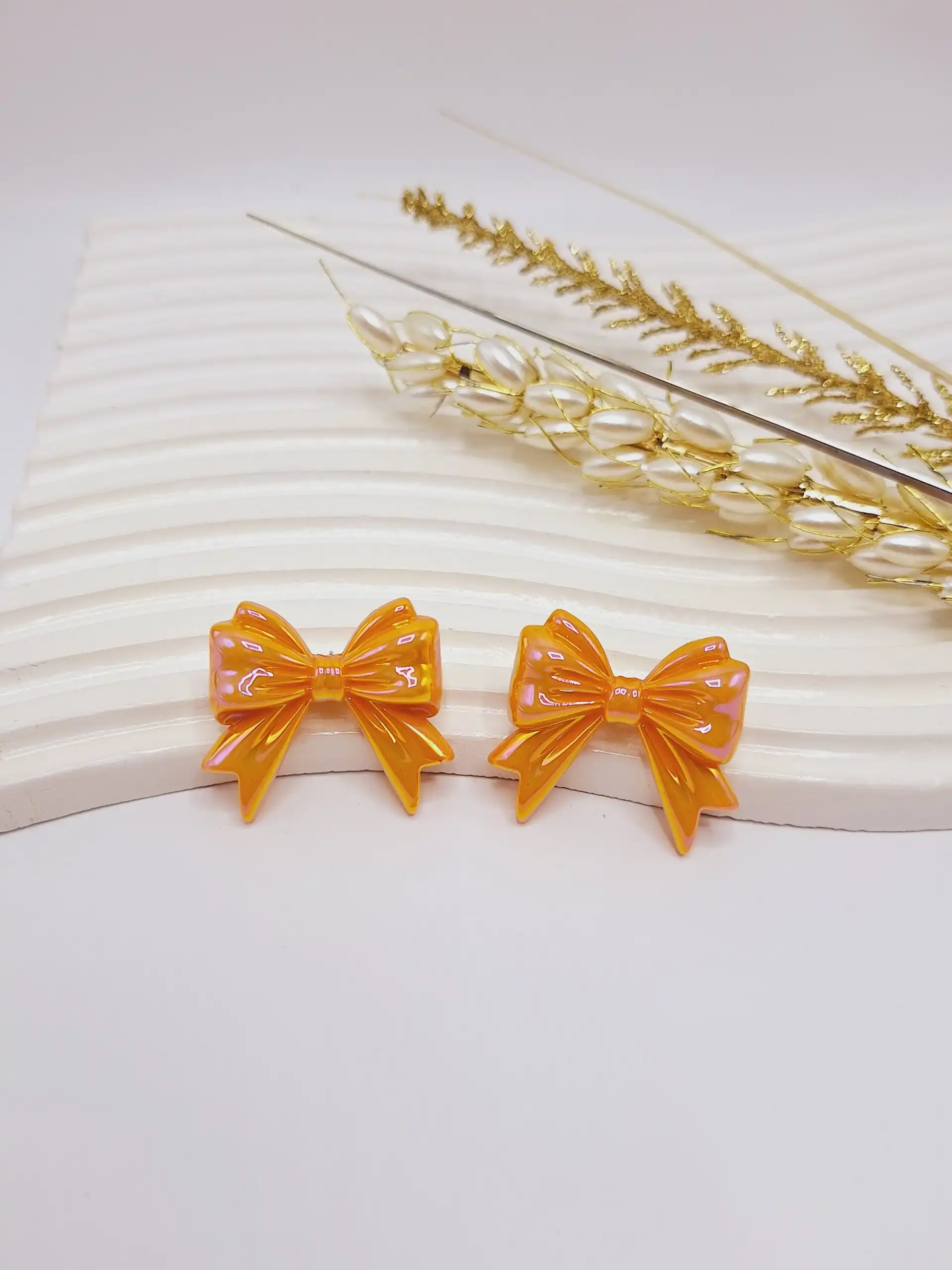 گوشواره آبنباتی طرح پاپیون (نارنجی)