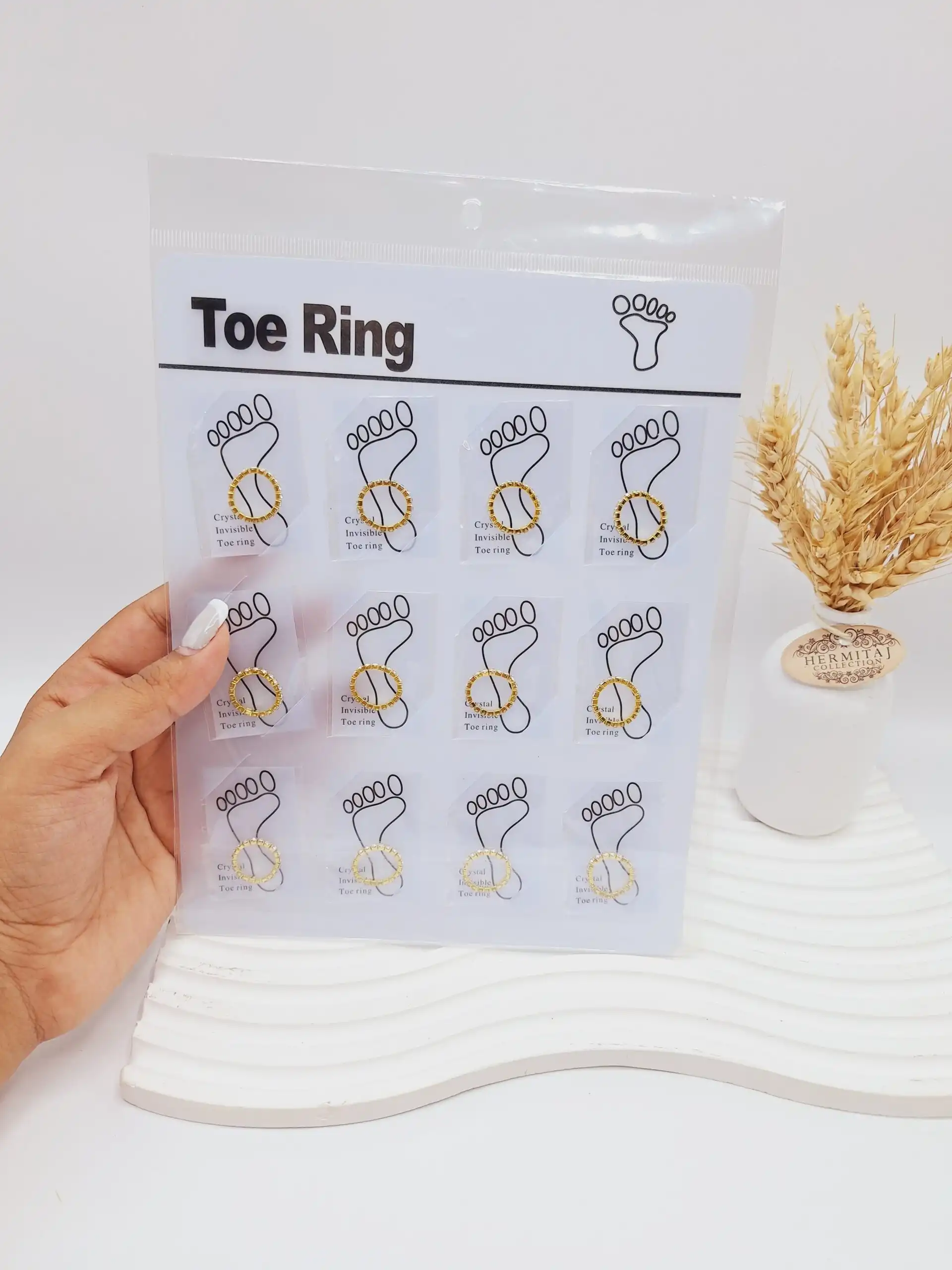 انگشتر پا یا رینگ پا نگین دار طلایی فری سایز