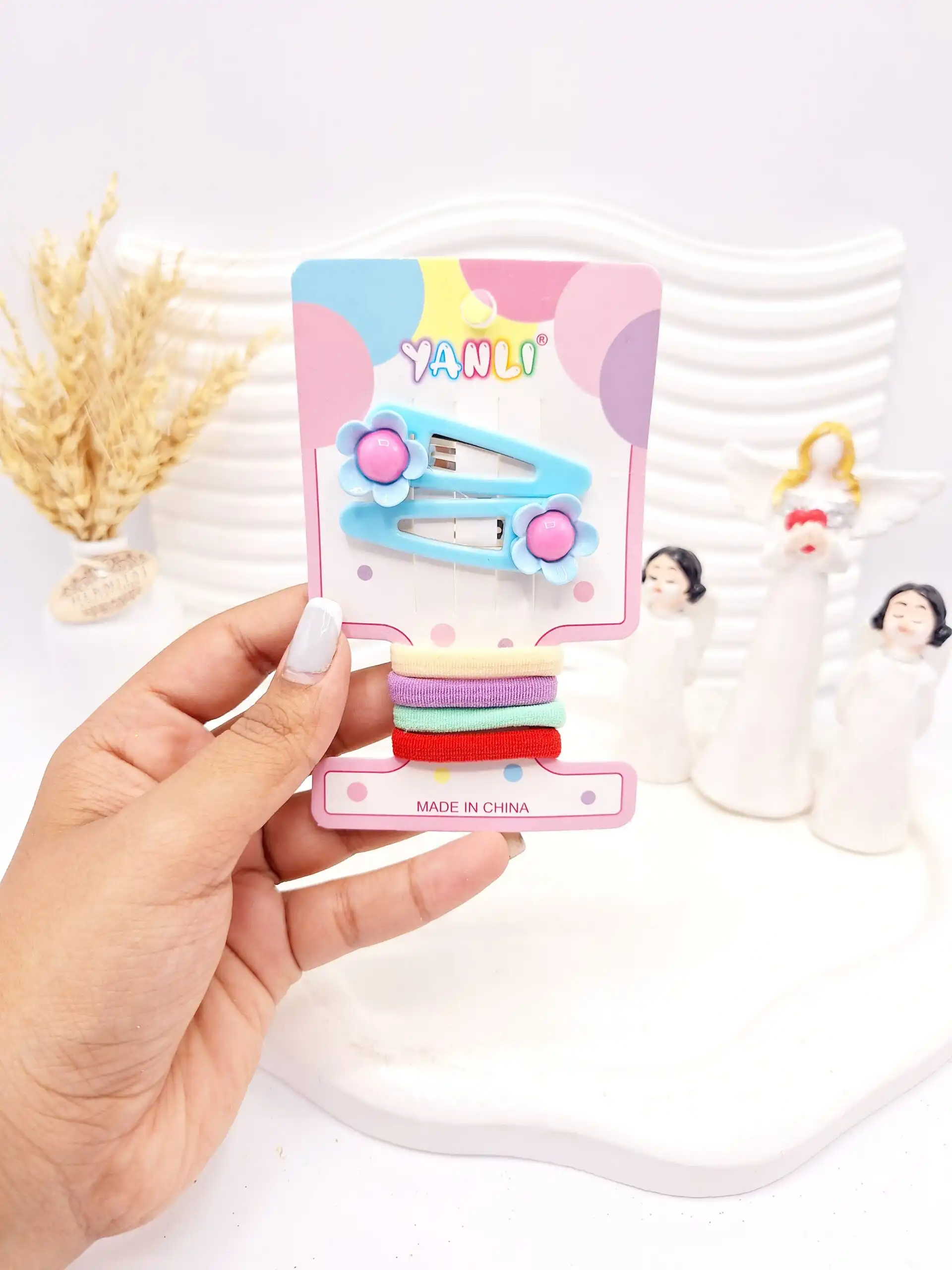 ست کش و پنس مو کارتی طرح گل