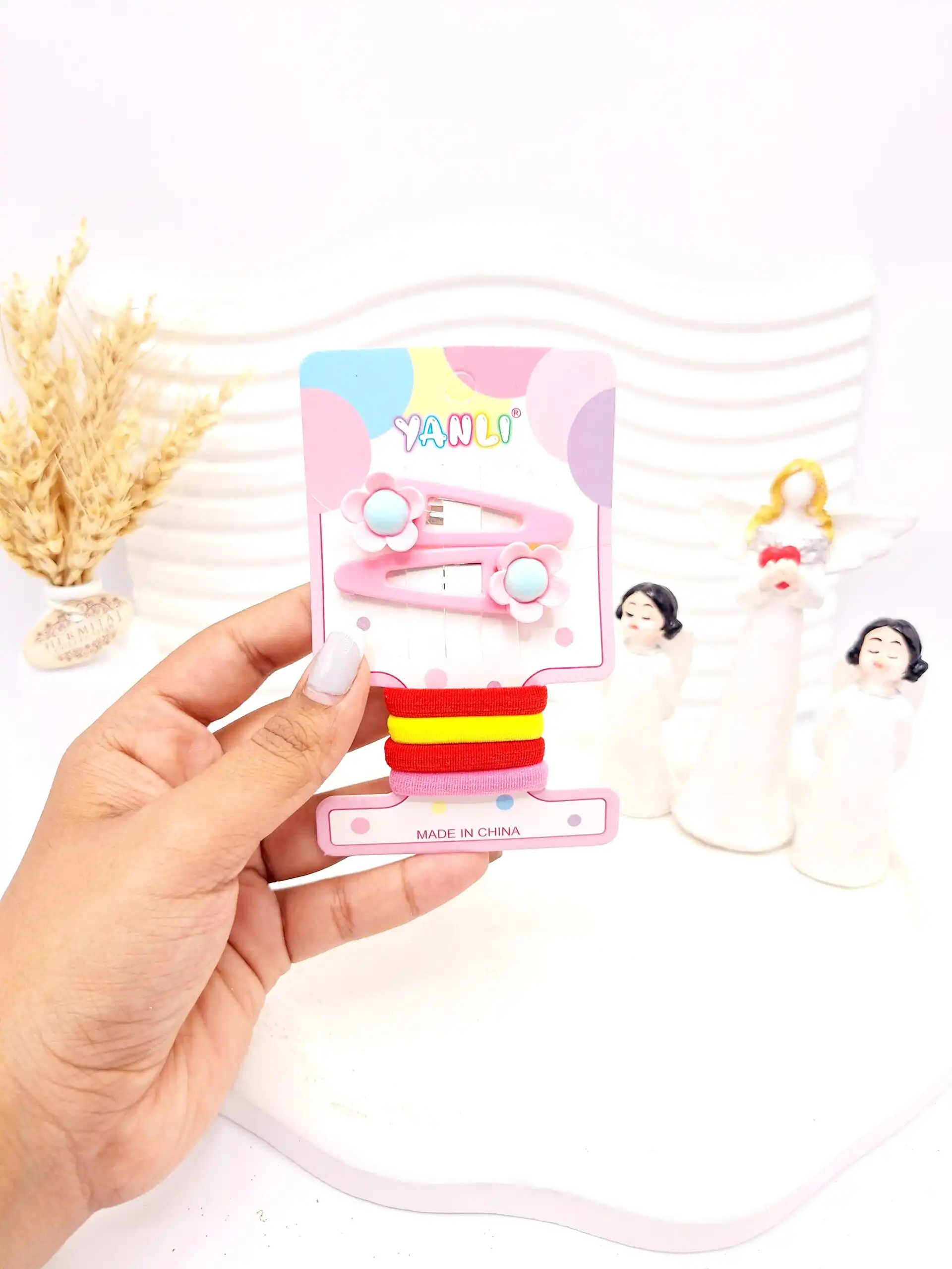 ست کش و پنس مو کارتی طرح گل