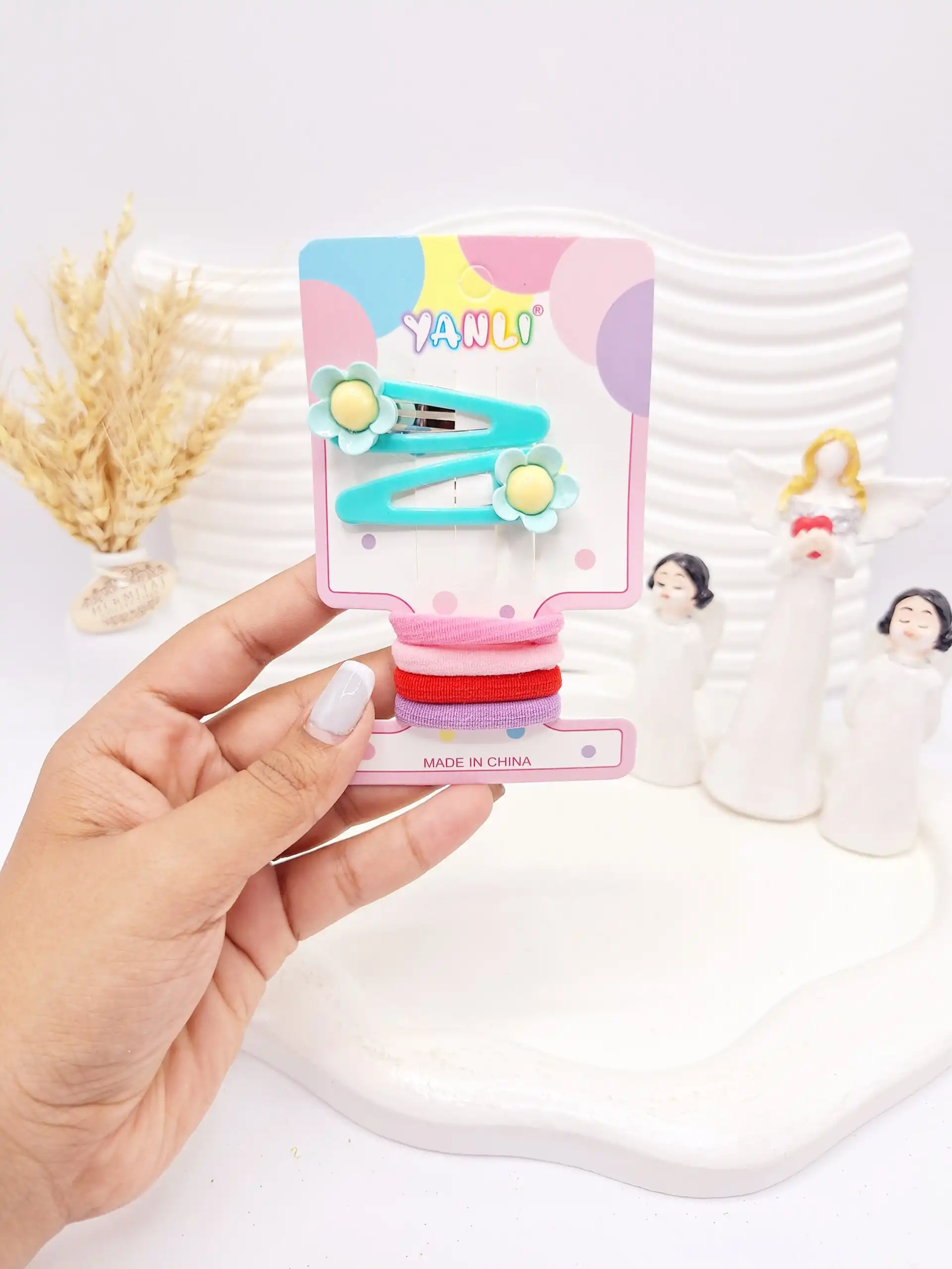 ست کش و پنس مو کارتی طرح گل