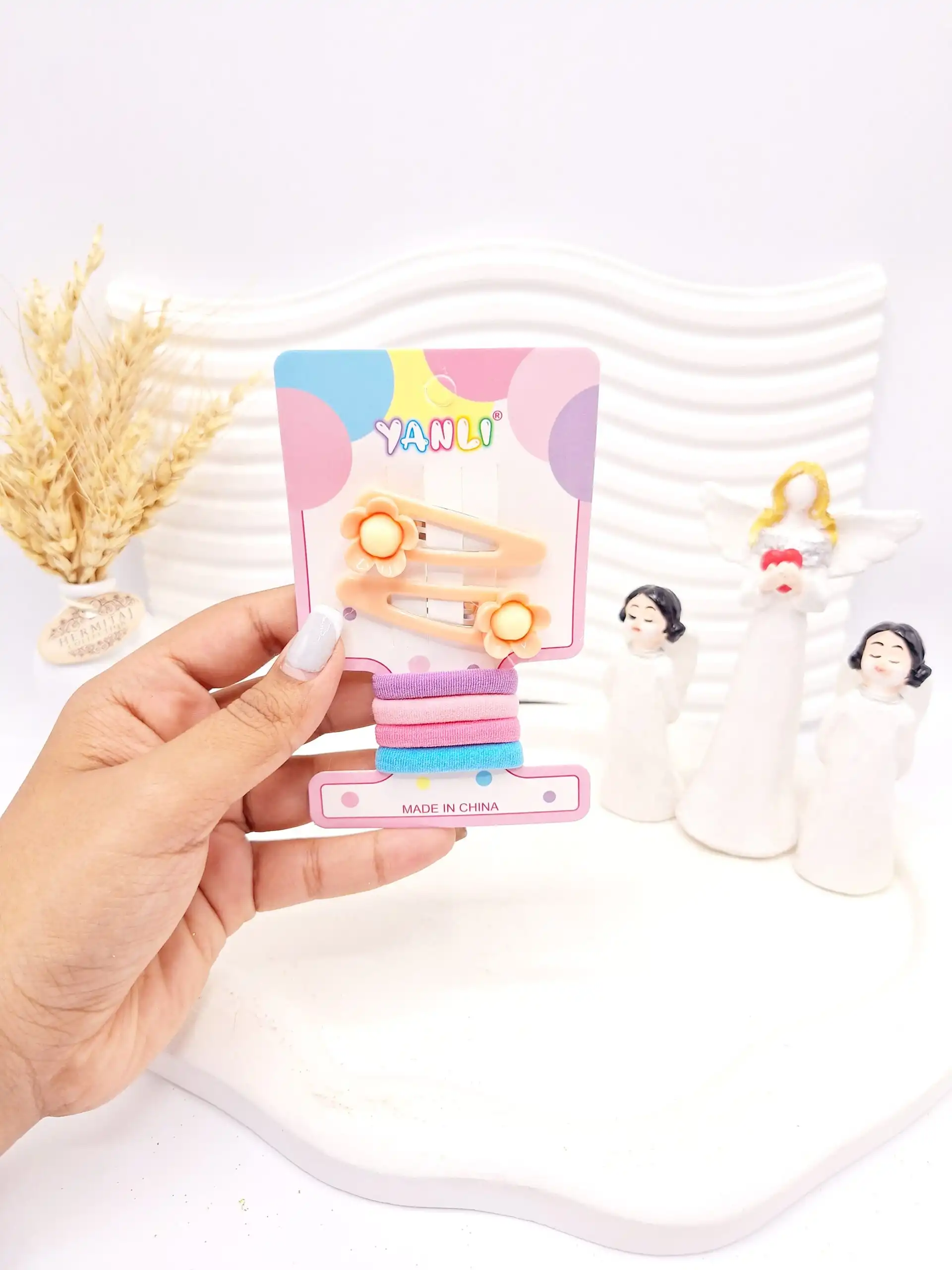 ست کش و پنس مو کارتی طرح گل