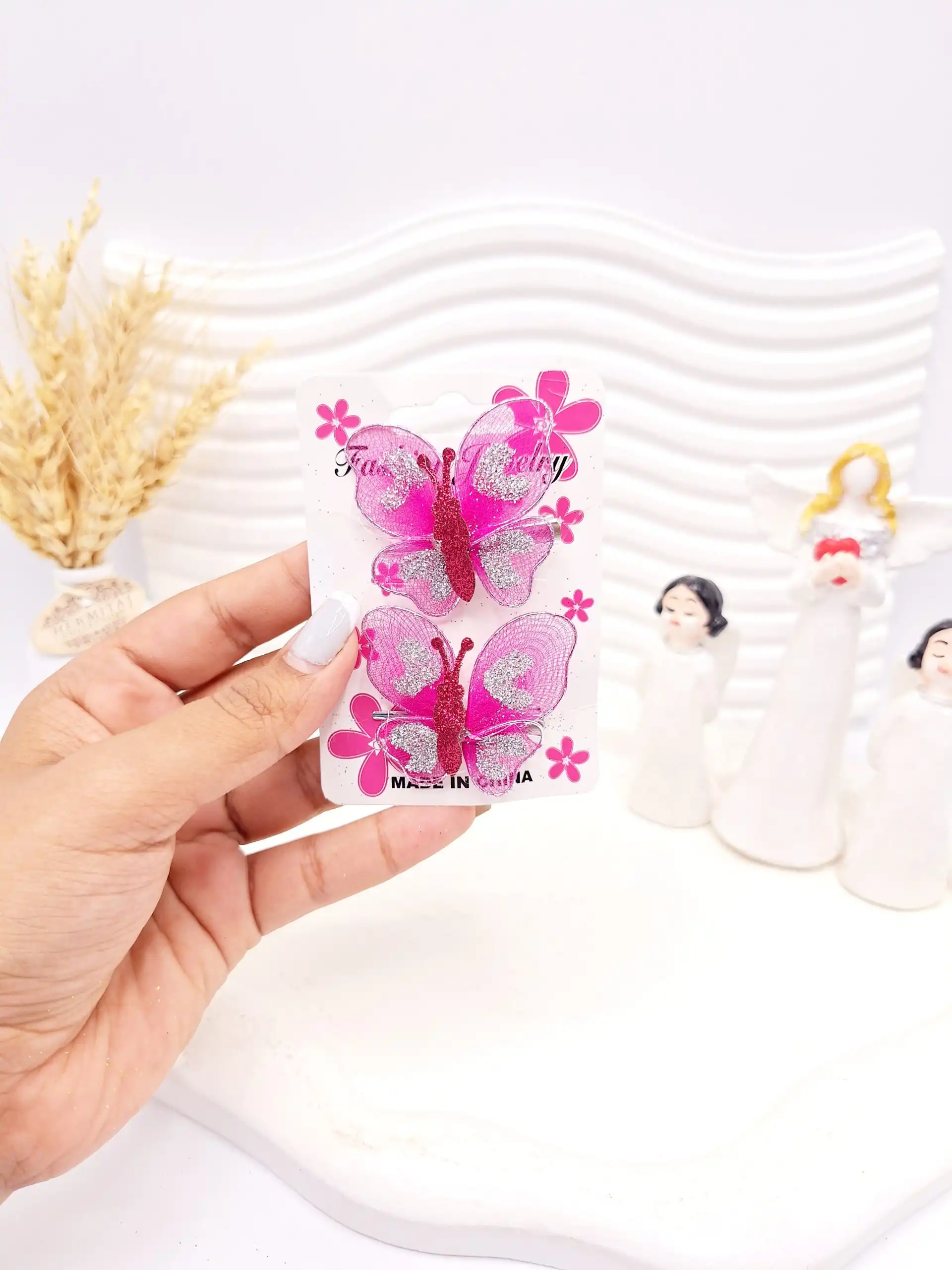 گیره مو کارتی پروانه شاین دار کد 2752-2