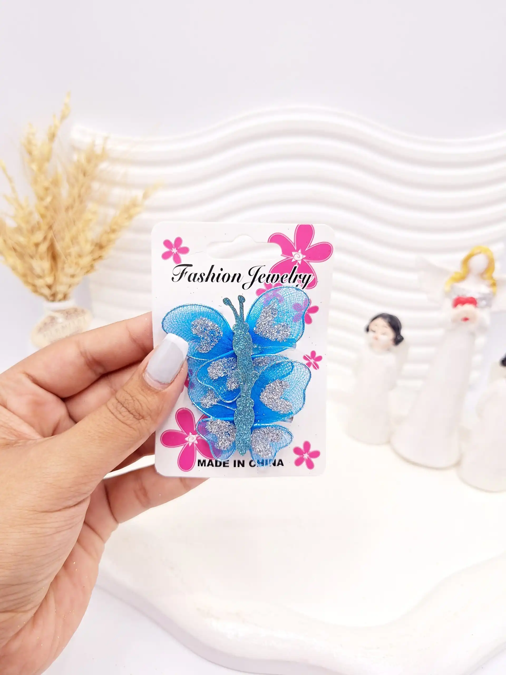 گیره مو کارتی پروانه شاین دار کد 2752-2