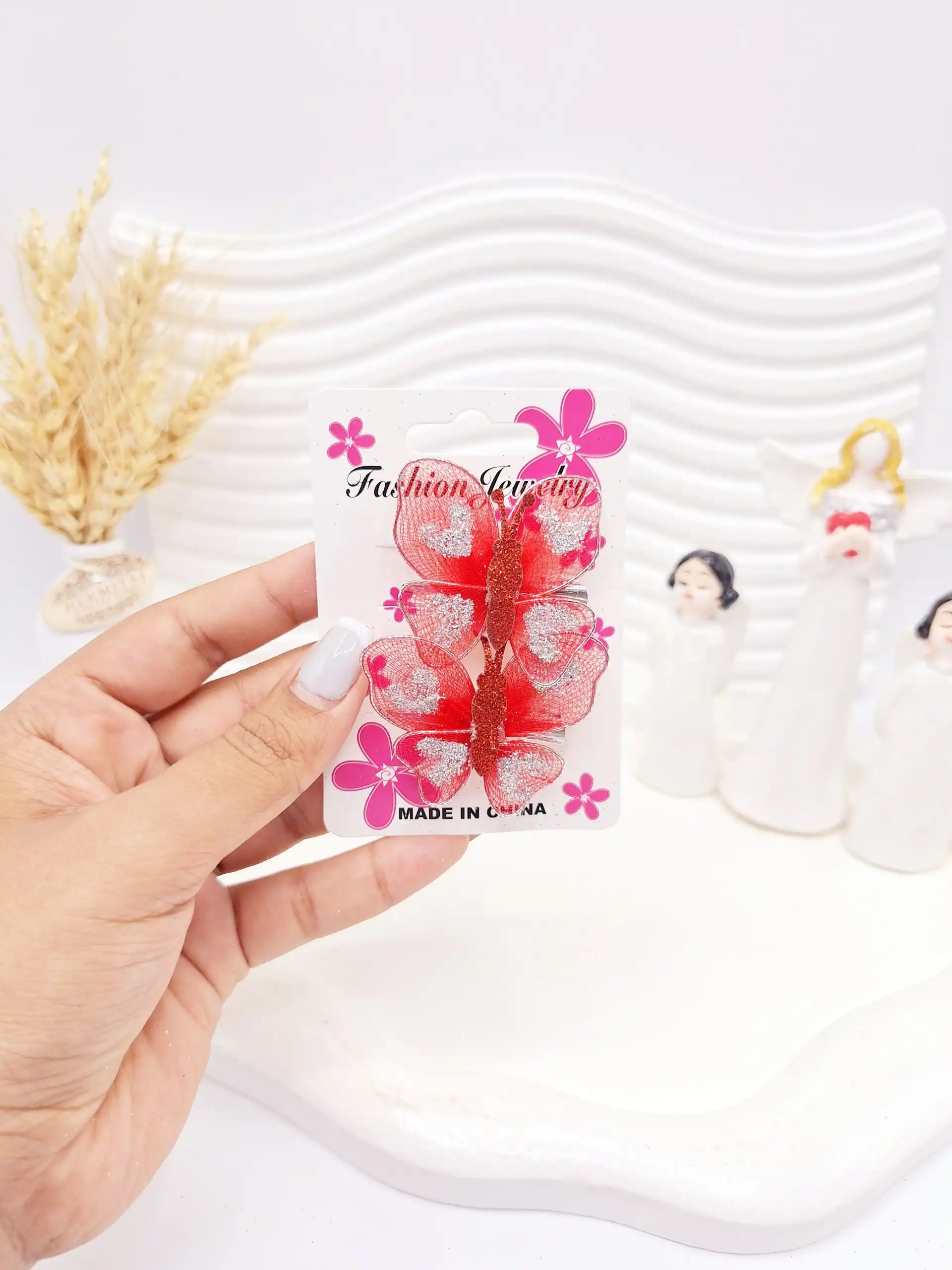 گیره مو کارتی پروانه شاین دار کد 2752-2