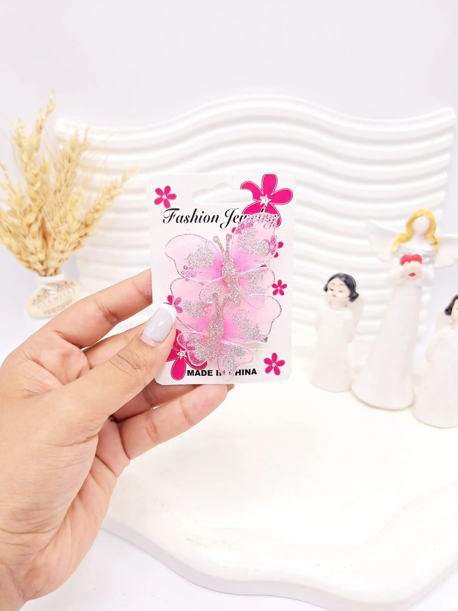 گیره مو کارتی پروانه شاین دار کد 2752-2