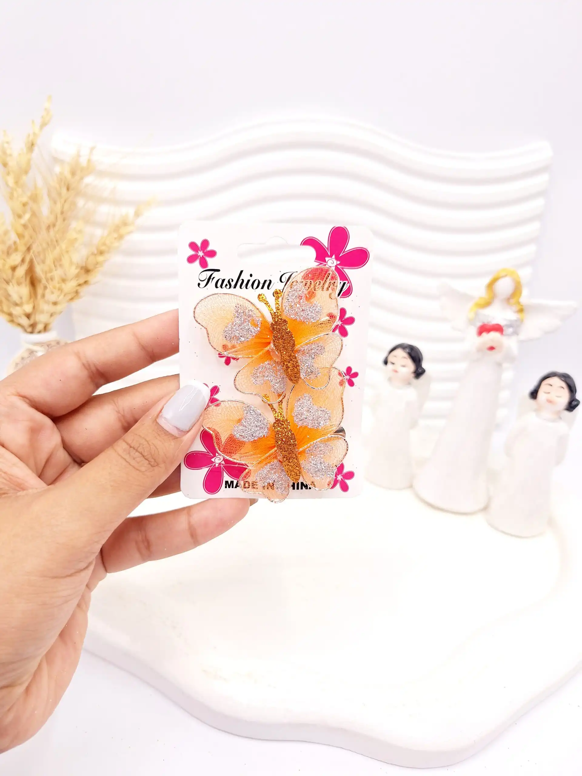 گیره مو کارتی پروانه شاین دار کد 2752-2