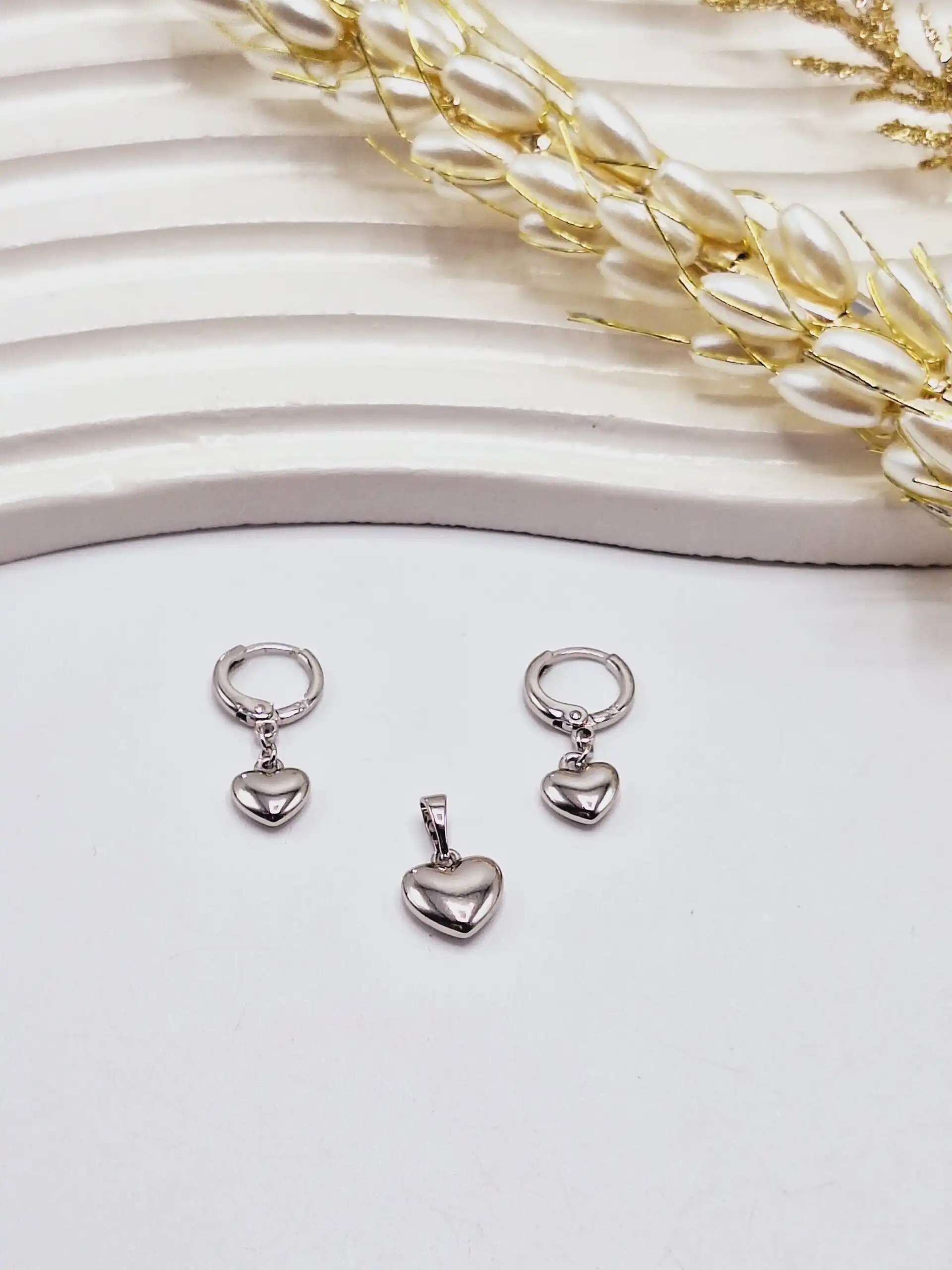 نیم ست قلب استیل برند ژوپینگ