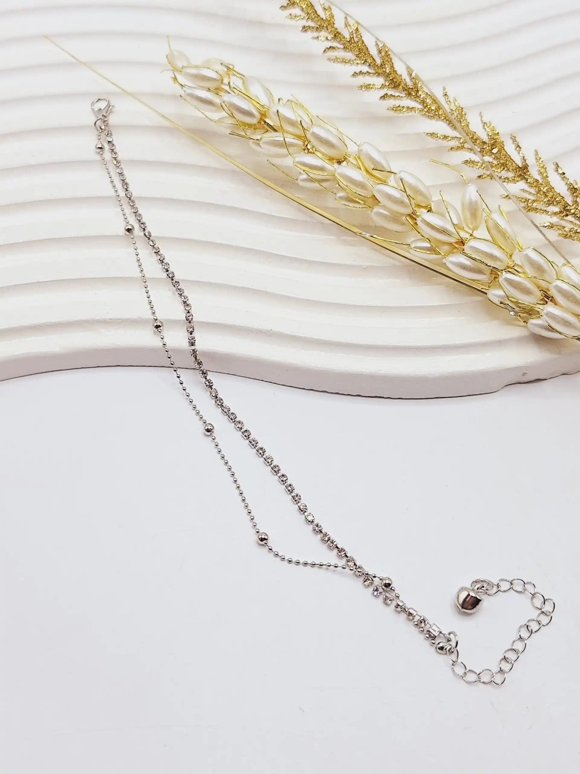 پابند تنیسی نقره ای دو لاین زنگوله دار