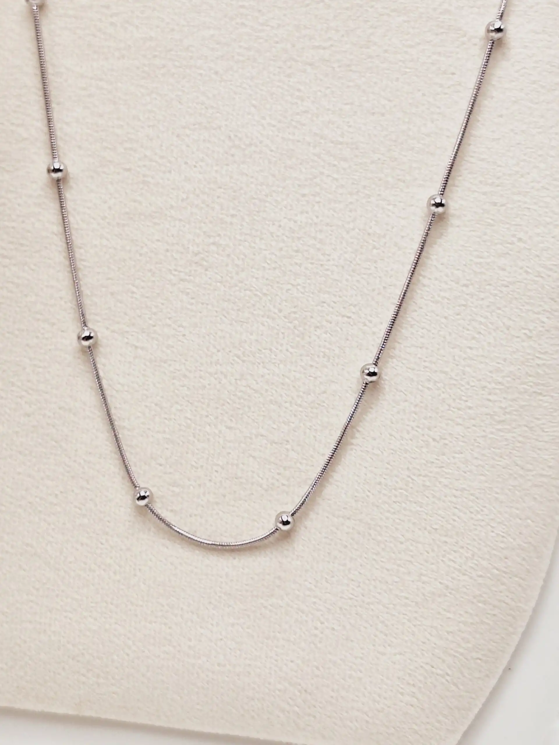 گردنبند زنجیر توپی نقره ای