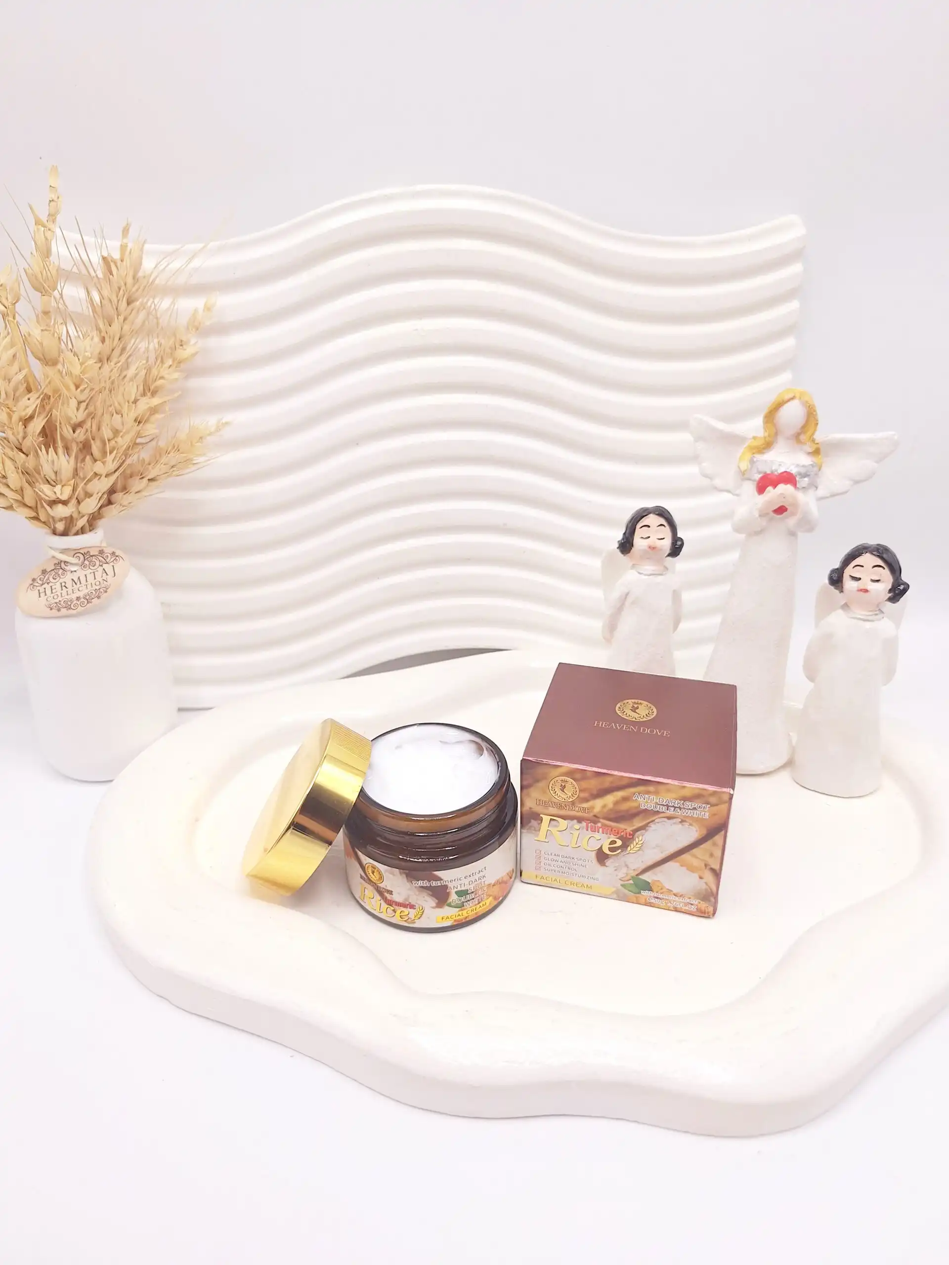 کرم ضد لک و تیرگی زردچوبه و برنج برند HEAVIEON DOVE کد 0185