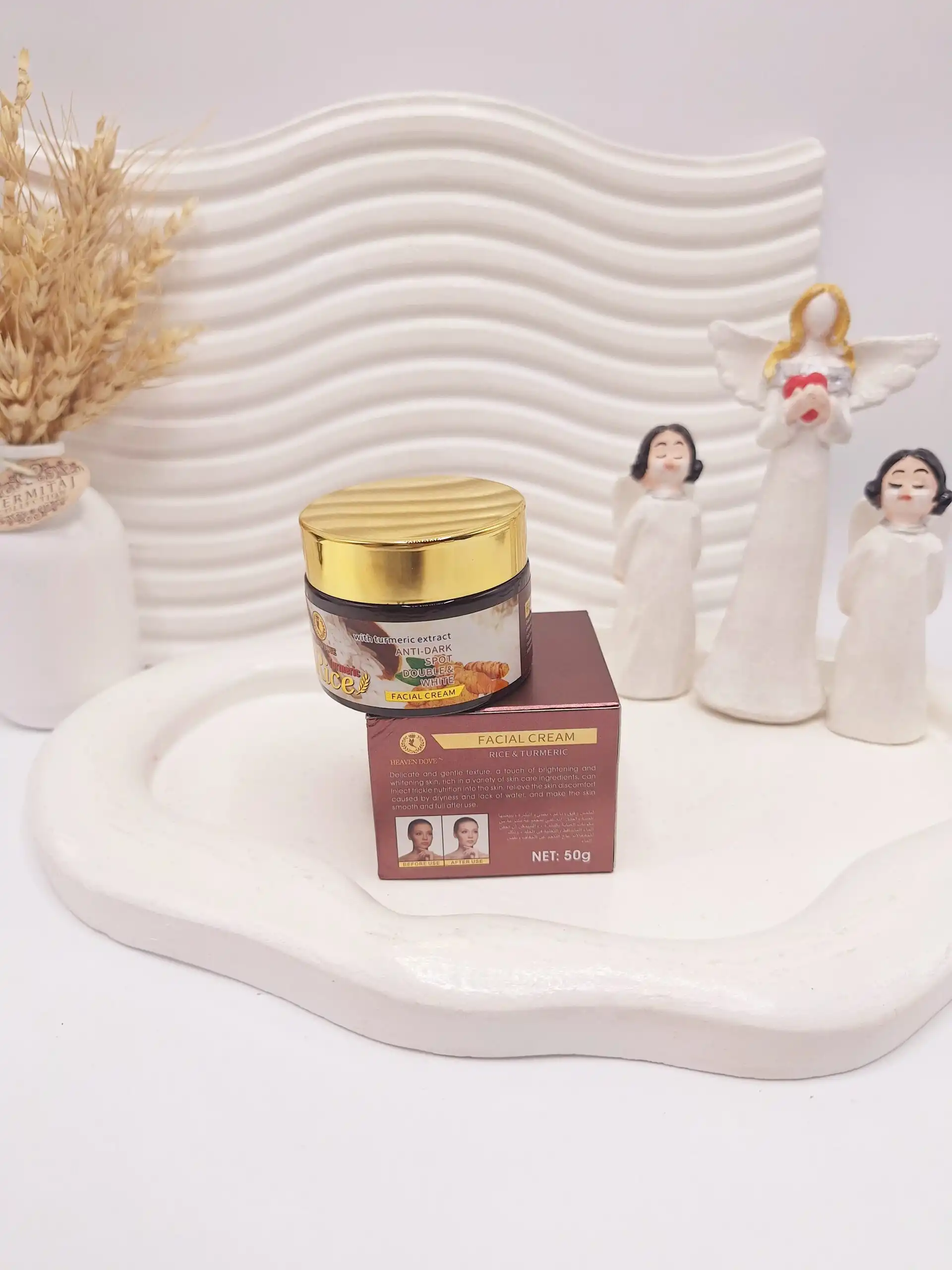 کرم ضد لک و تیرگی زردچوبه و برنج برند HEAVIEON DOVE کد 0185